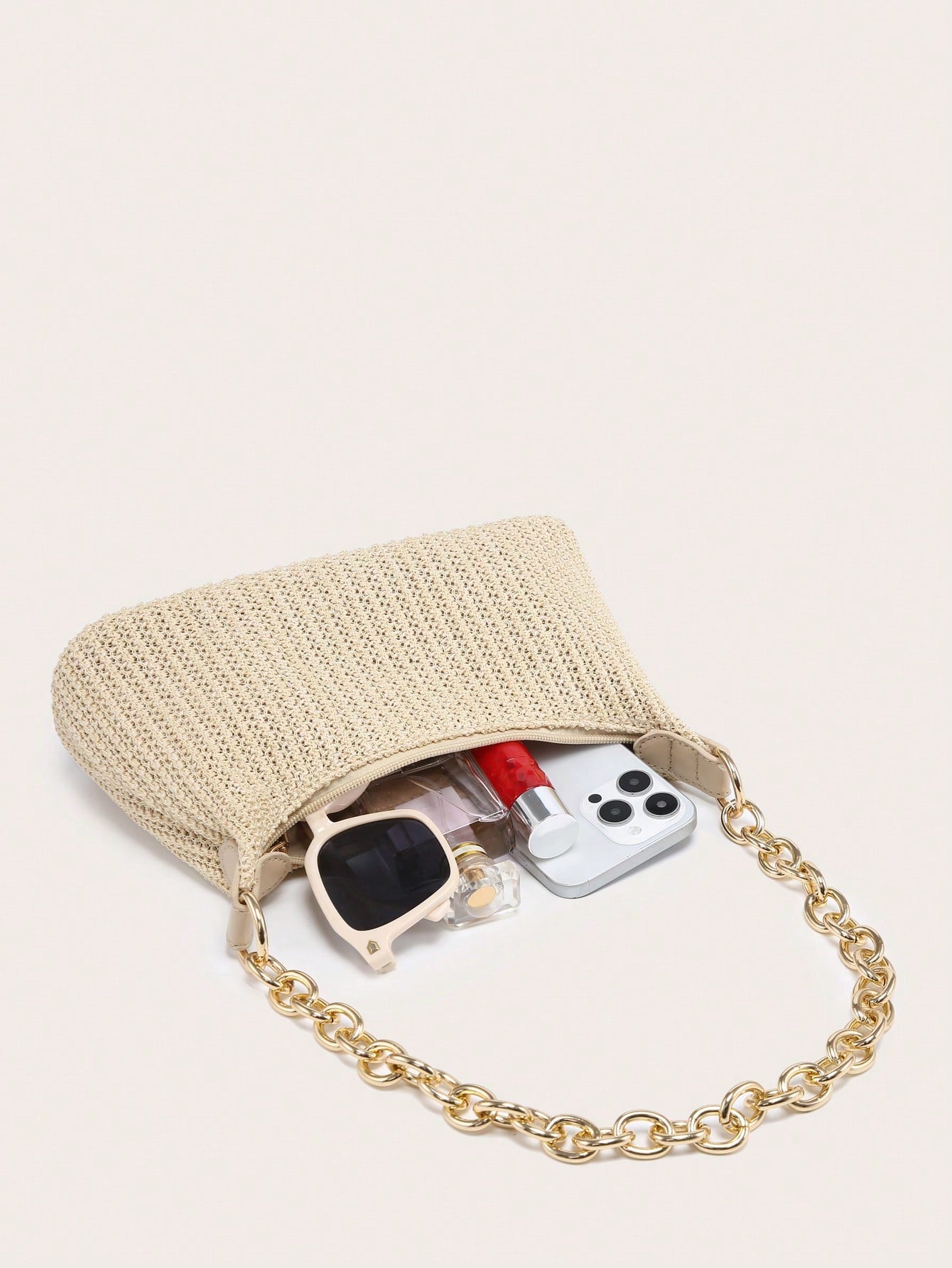 Women's Underarm Shoulder Bag, Square Bag, PU Rope Flower Pendant, Large Capacity, Lightweight, Casual Fashionable Beach Vacation Style, Suitable For Shopping And Vacation , Beach Bag, Holiday, Straw Bag