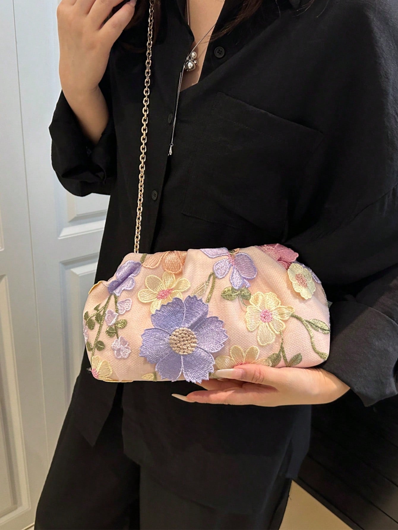 1pc Rainbow Color Woven Clutch Bag, Minimalist & Fashionable, Suitable For Casual/Daily Use, Woven Bag
