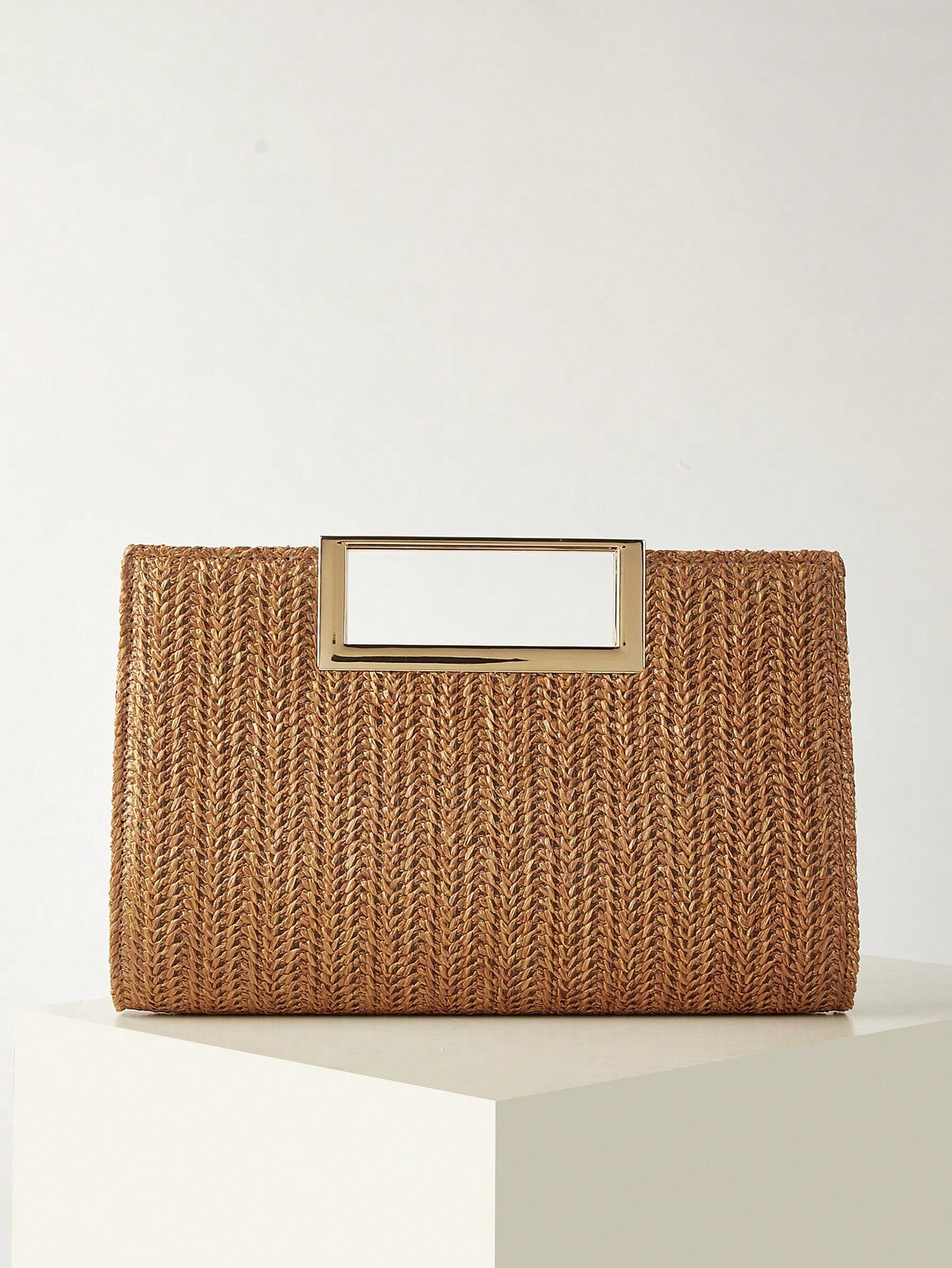 AIBBYDAR Beige Woven Handbag For Women, Fashion Tote Bag For Holiday, Beach, Business Commute, Casual, Minimalist, Beach, Vacation, Woven Bag