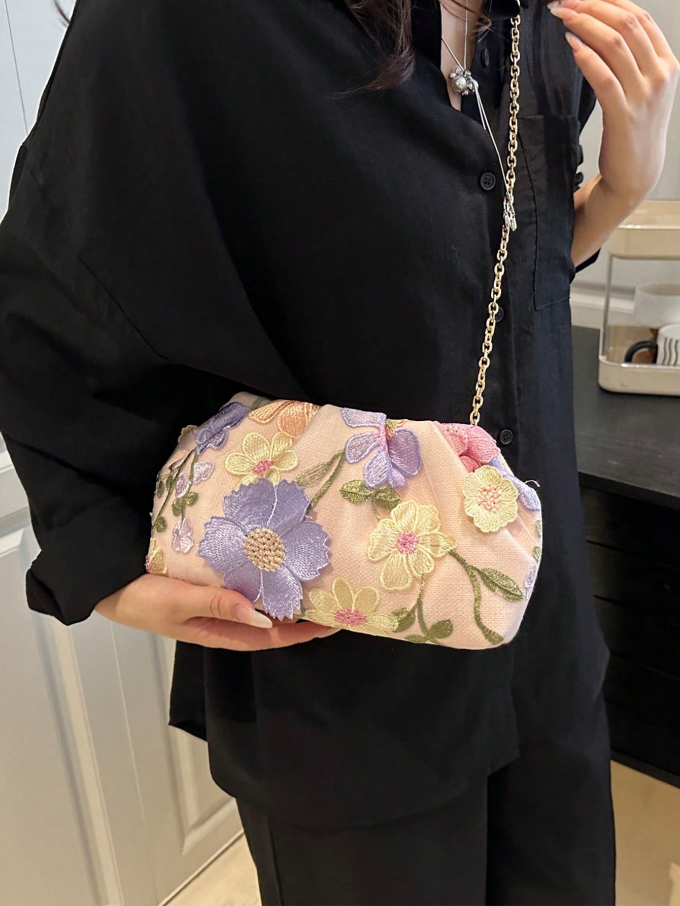 1pc Rainbow Color Woven Clutch Bag, Minimalist & Fashionable, Suitable For Casual/Daily Use, Woven Bag