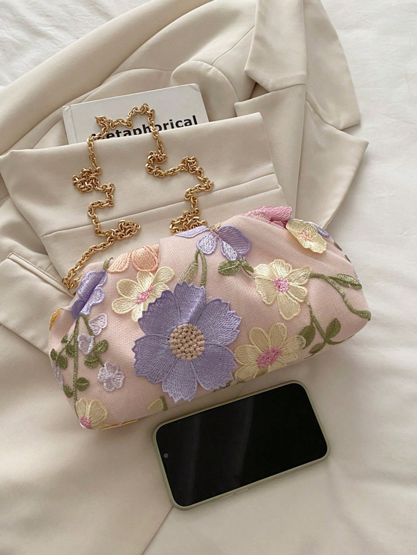 1pc Rainbow Color Woven Clutch Bag, Minimalist & Fashionable, Suitable For Casual/Daily Use, Woven Bag