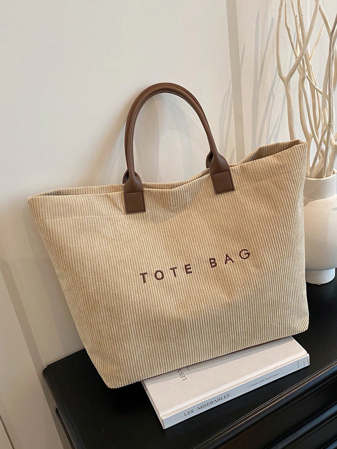 New Large Capacity Letter Decor Woven Straw Tote Bag, Multi-Functional Commute Casual Vacation Woven Straw Handbag Suitable For Commuting, Shopping, Beach Vacation, Office, Holidays