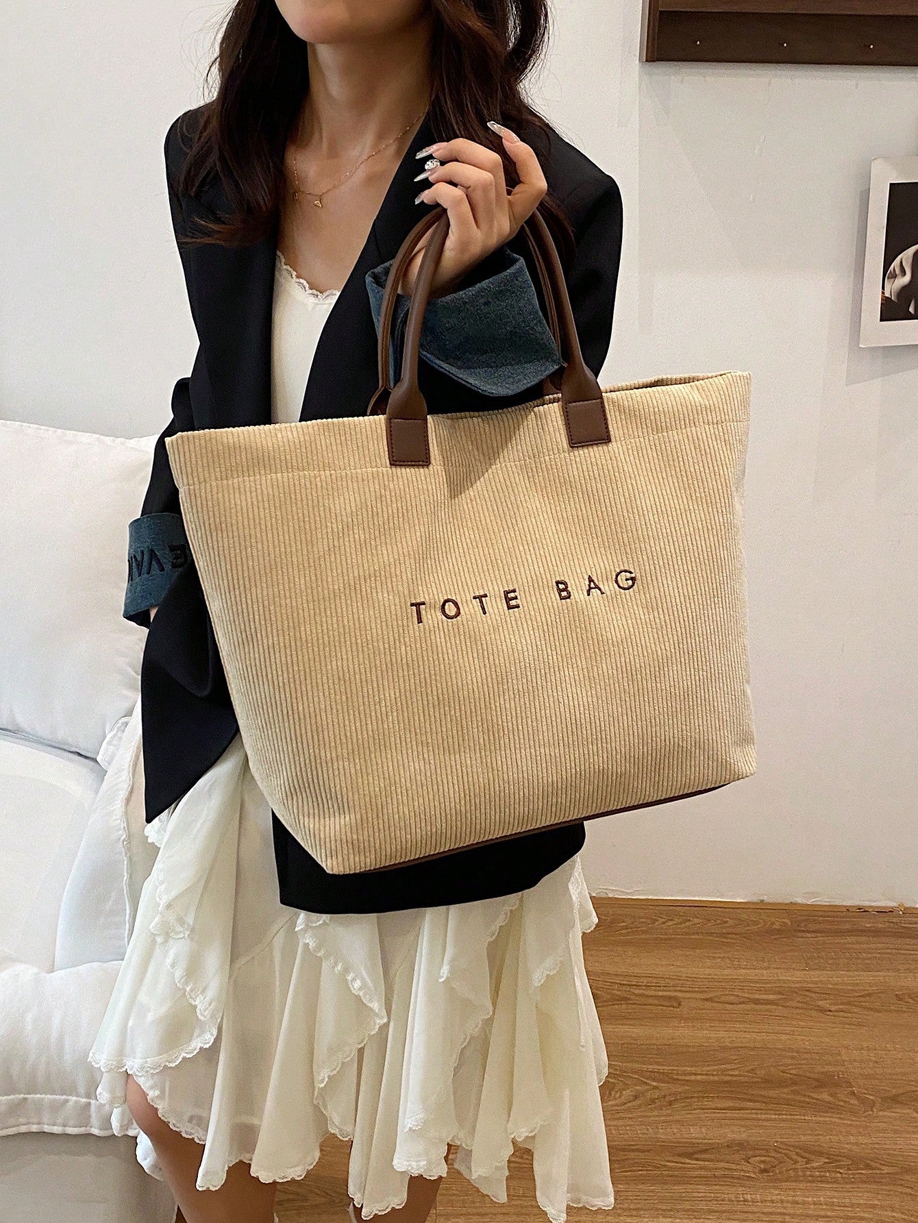 New Large Capacity Letter Decor Woven Straw Tote Bag, Multi-Functional Commute Casual Vacation Woven Straw Handbag Suitable For Commuting, Shopping, Beach Vacation, Office, Holidays