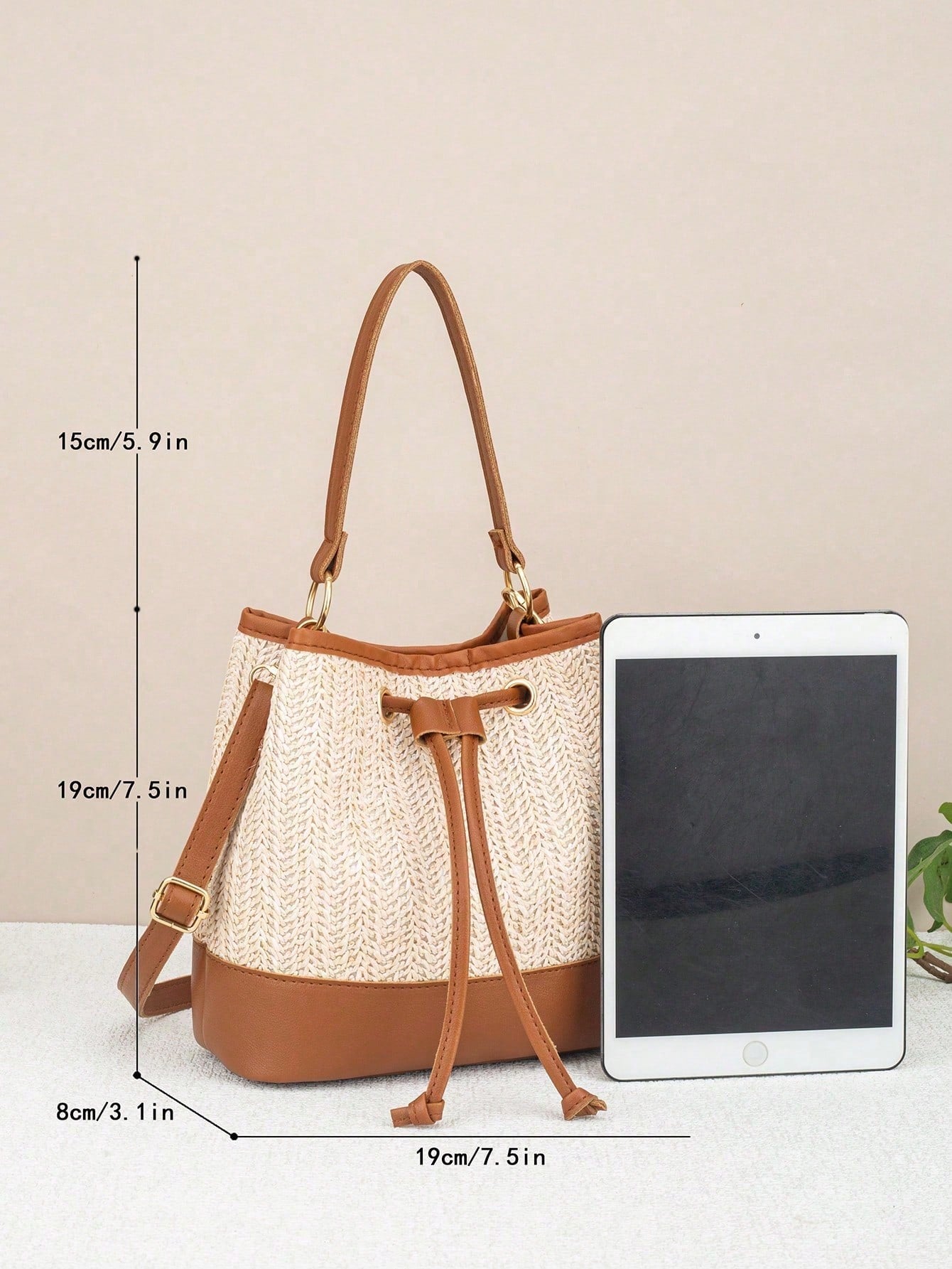 Drawstring Bucket Bag, Large Capacity Daily Versatile Bag, New Summer Beach Bag, Straw Crossbody Bag, Durable Women Handbag