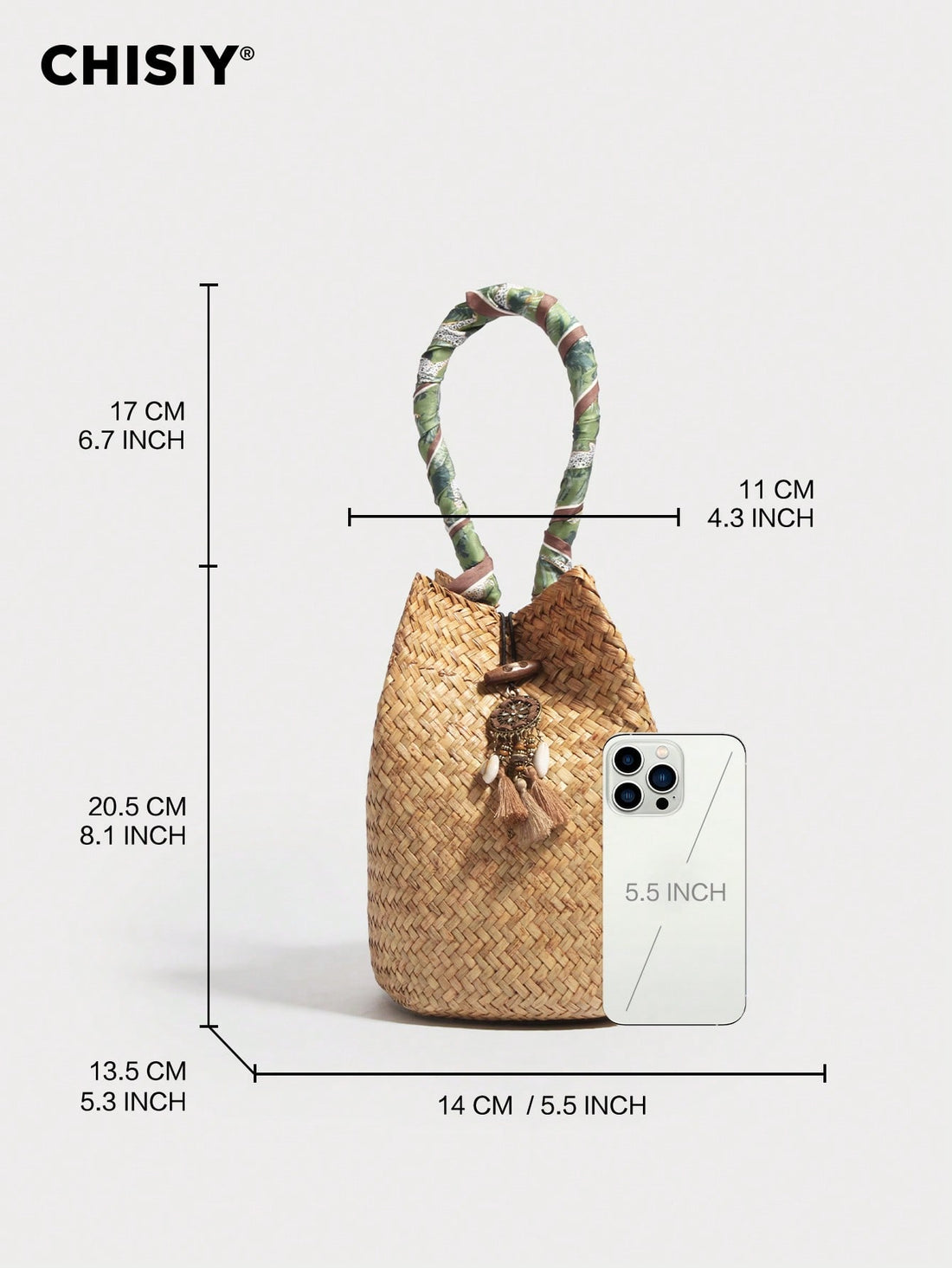 Bohemian Vacation Style Su Pure Handmade Woven Straw Woven Bucket Bag Handbag French Retro Woven Bag Versatile Daily Commuting Fashion Business Leisure Tourism Beach Wedding, Outing, Vacation, Beach (Pure Natural Straw Woven Color Has Slight Differences)