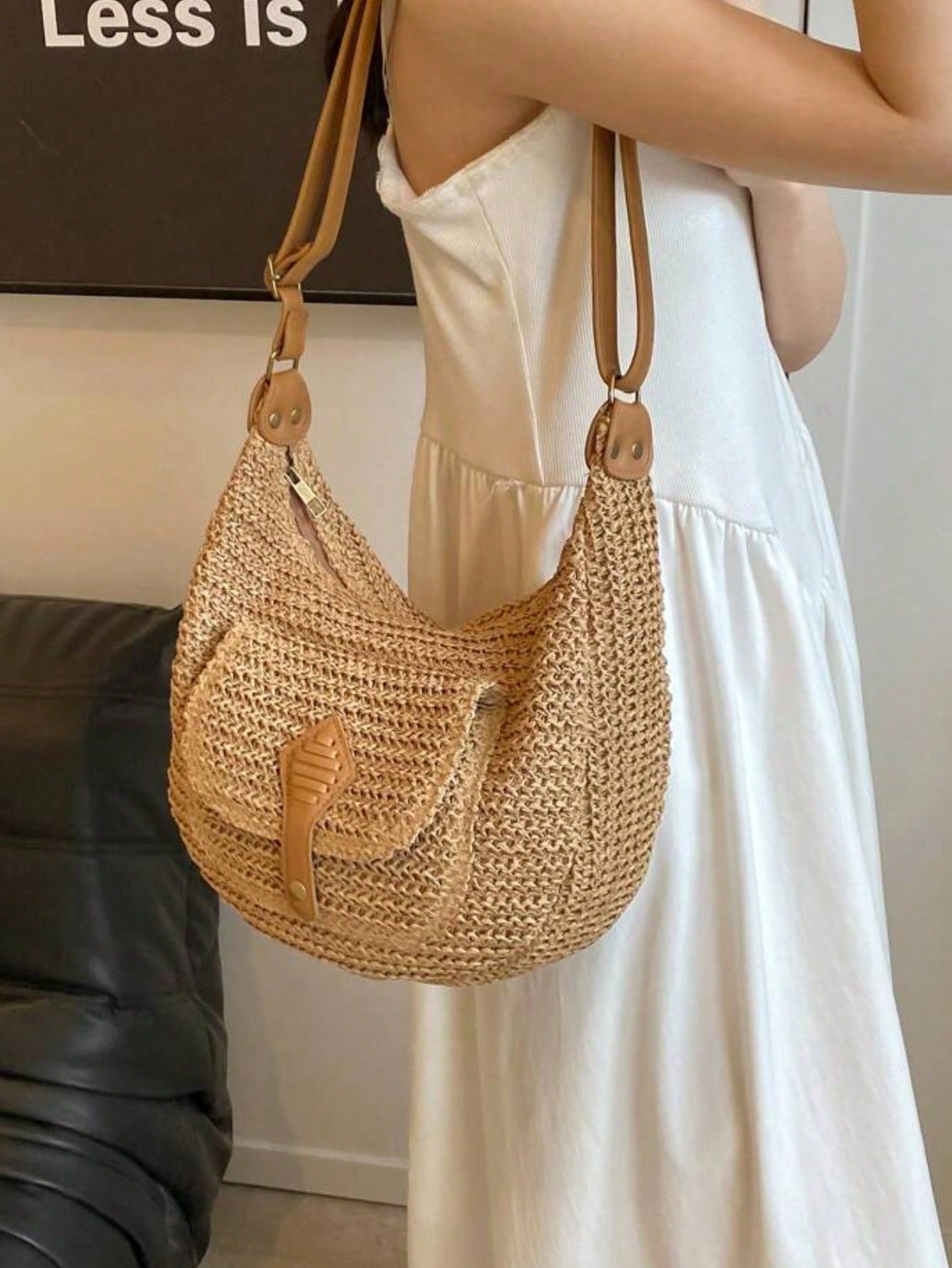 Fashionable Minimalist Woven Crossbody Bag, Women's Versatile Casual Shoulder Bag, Suitable For Summer Beach Vacation, Beach Tote, Ideal For Summer, Vacation And Daily Use, Travel Essential