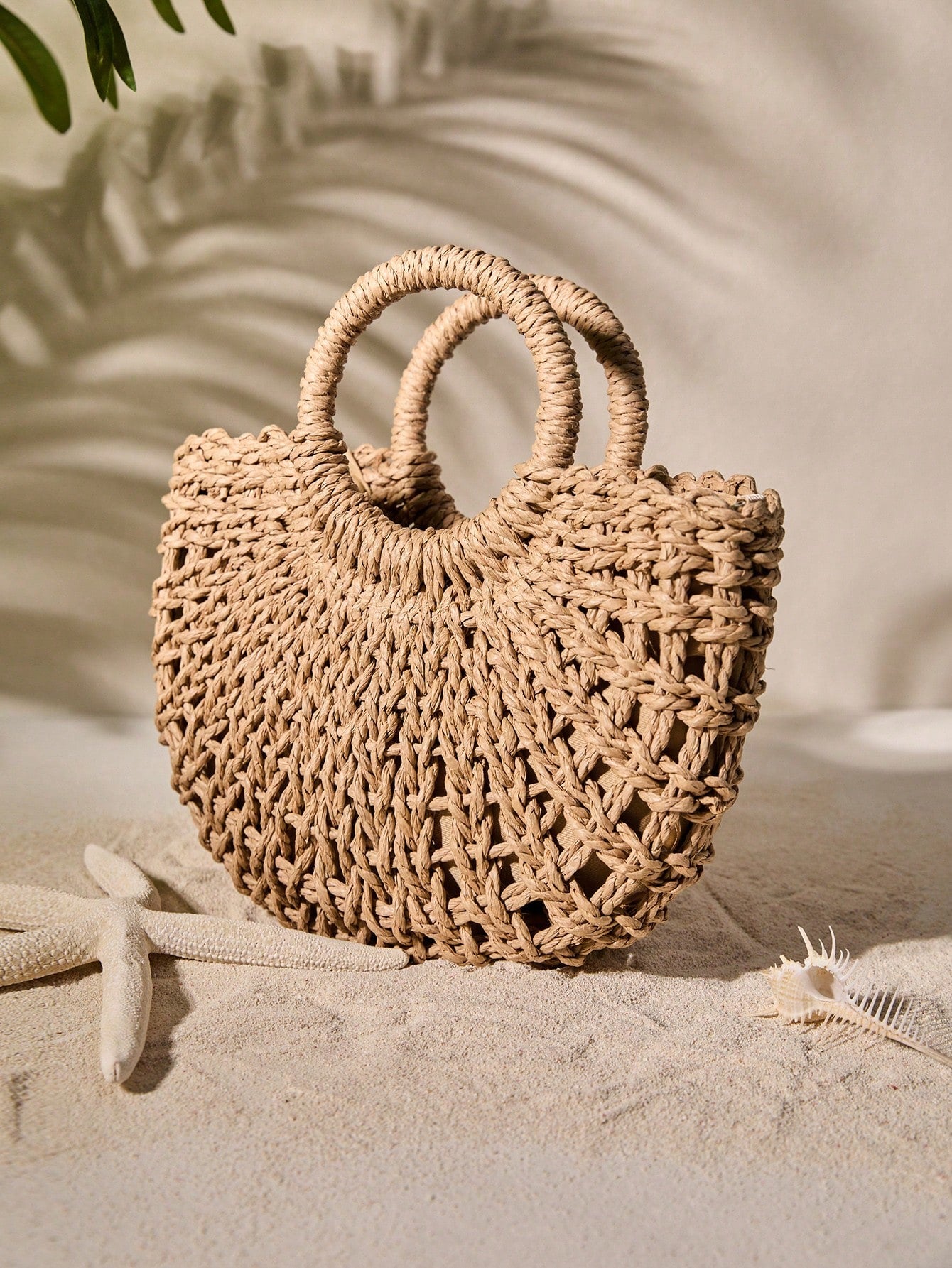 Tropiscape 1pc Half Circle Braided Drawstring Crossbody Bag For Women, Fashion Holiday Handbag For Travel And Daily Shopping Beach Autumn Winter Gifts ,Vacation Essentials
