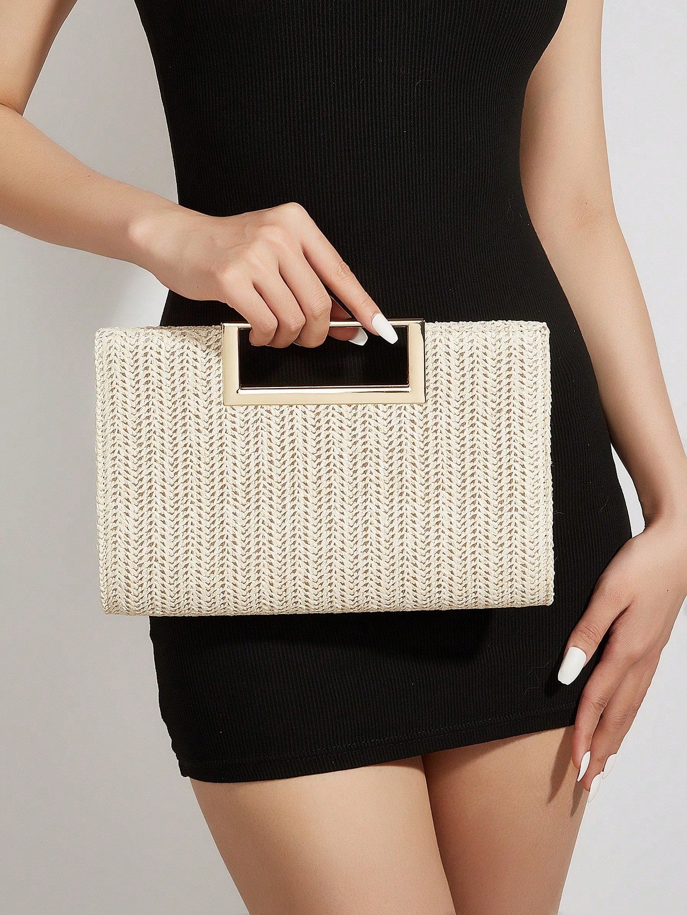 AIBBYDAR Beige Woven Handbag For Women, Fashion Tote Bag For Holiday, Beach, Business Commute, Casual, Minimalist, Beach, Vacation, Woven Bag