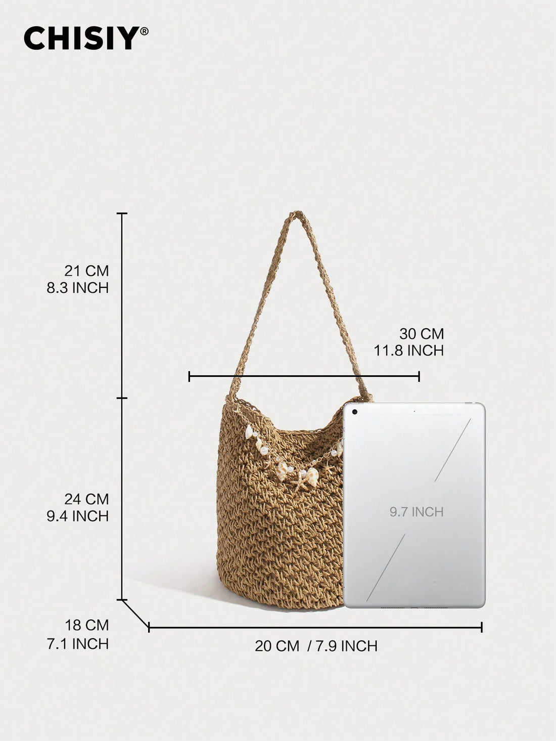 Original Handmade New Retro Woven Shoulder Bag, Summer Seaside Vacation Grass Woven Bag, Shell Starfish Hanging Decoration Bucket Bag, Large Capacity Commuting Handbag, Seaside Vacation Beach Bag, Daily Commuting Beach Leisure Party Travel