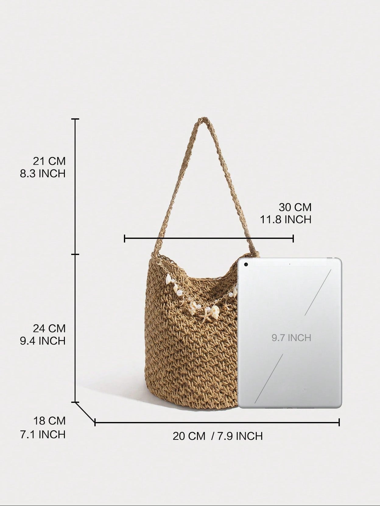 Original Handmade New Retro Woven Shoulder Bag, Summer Seaside Vacation Grass Woven Bag, Shell Starfish Hanging Decoration Bucket Bag, Large Capacity Commuting Handbag, Seaside Vacation Beach Bag, Daily Commuting Beach Leisure Party Travel