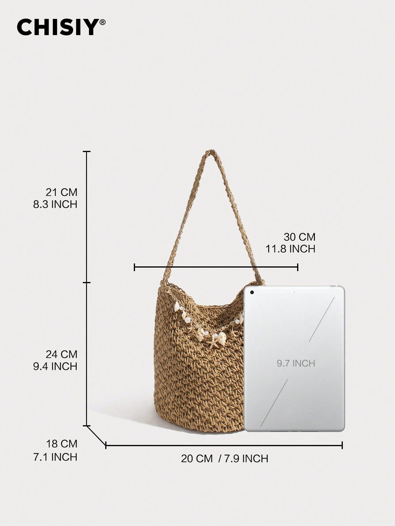 Original Handmade New Retro Woven Shoulder Bag, Summer Seaside Vacation Grass Woven Bag, Shell Starfish Hanging Decoration Bucket Bag, Large Capacity Commuting Handbag, Seaside Vacation Beach Bag, Daily Commuting Beach Leisure Party Travel