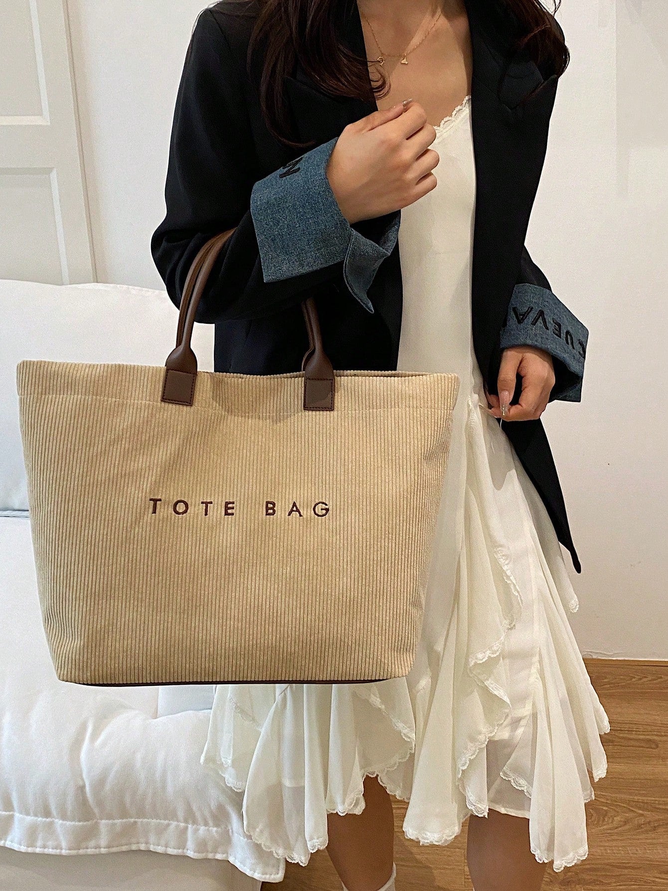 New Large Capacity Letter Decor Woven Straw Tote Bag, Multi-Functional Commute Casual Vacation Woven Straw Handbag Suitable For Commuting, Shopping, Beach Vacation, Office, Holidays