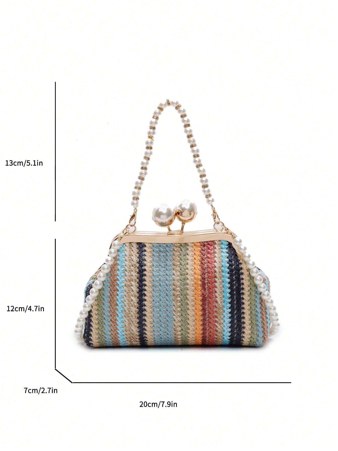 1pc Rainbow Color Woven Clutch Bag, Minimalist & Fashionable, Suitable For Casual/Daily Use, Woven Bag