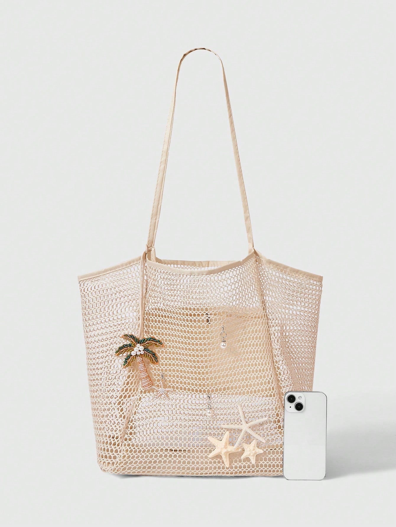 OMWE Fairycore 1pc Handmade Woven Tote Bag With Artificial Orchid, Lily Decor,