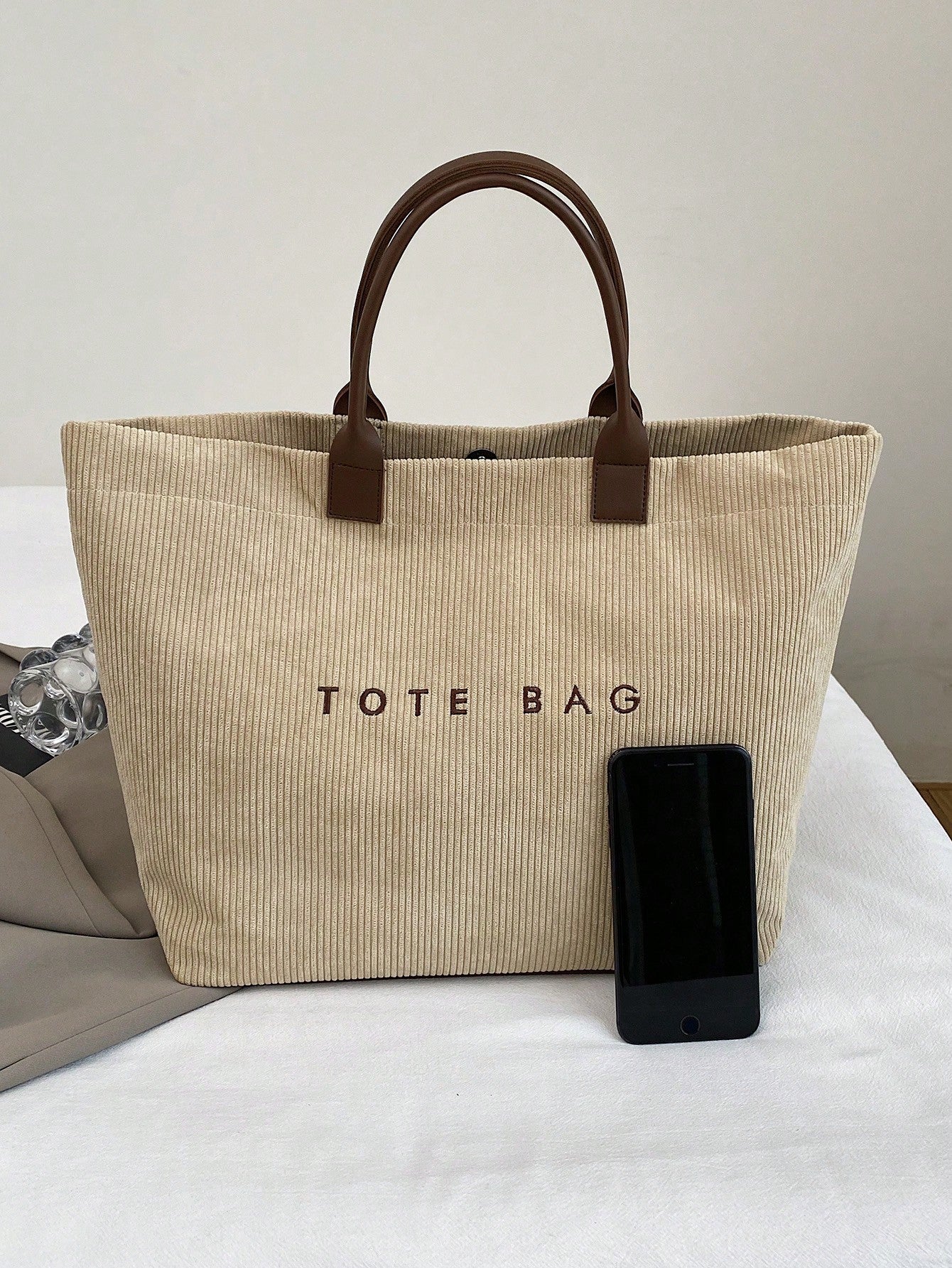 New Large Capacity Letter Decor Woven Straw Tote Bag, Multi-Functional Commute Casual Vacation Woven Straw Handbag Suitable For Commuting, Shopping, Beach Vacation, Office, Holidays