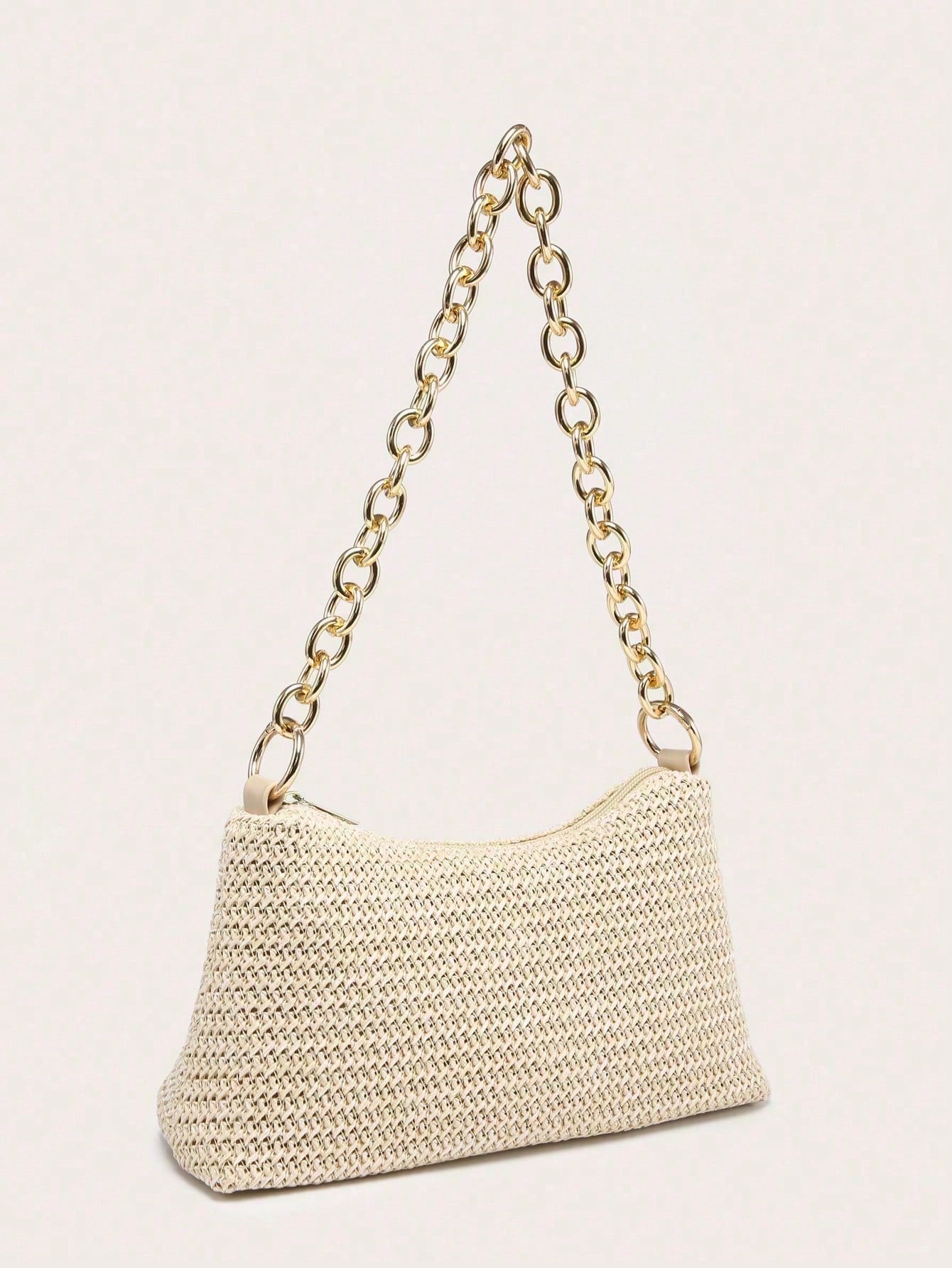 Women's Underarm Shoulder Bag, Square Bag, PU Rope Flower Pendant, Large Capacity, Lightweight, Casual Fashionable Beach Vacation Style, Suitable For Shopping And Vacation , Beach Bag, Holiday, Straw Bag