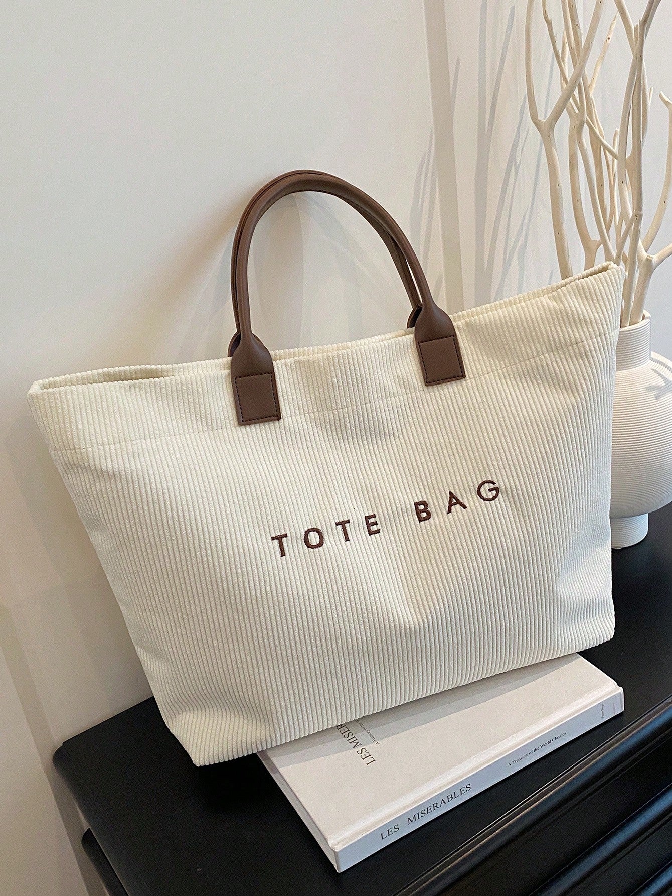 New Large Capacity Letter Decor Woven Straw Tote Bag, Multi-Functional Commute Casual Vacation Woven Straw Handbag Suitable For Commuting, Shopping, Beach Vacation, Office, Holidays