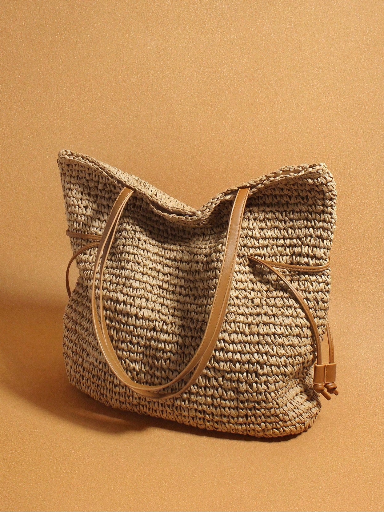 New Drawstring Crochet Bag, Single Shoulder Crossbody Woven Women's Bag, Large Capacity Grass Woven Bag, Vacation Travel Shopping, Daily Party Activities, Music Festival
