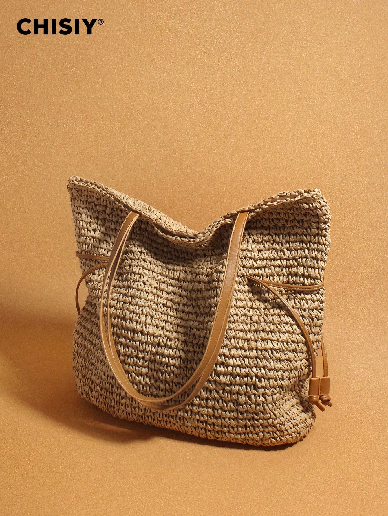 New Drawstring Crochet Bag, Single Shoulder Crossbody Woven Women's Bag, Large Capacity Grass Woven Bag, Vacation Travel Shopping, Daily Party Activities, Music Festival