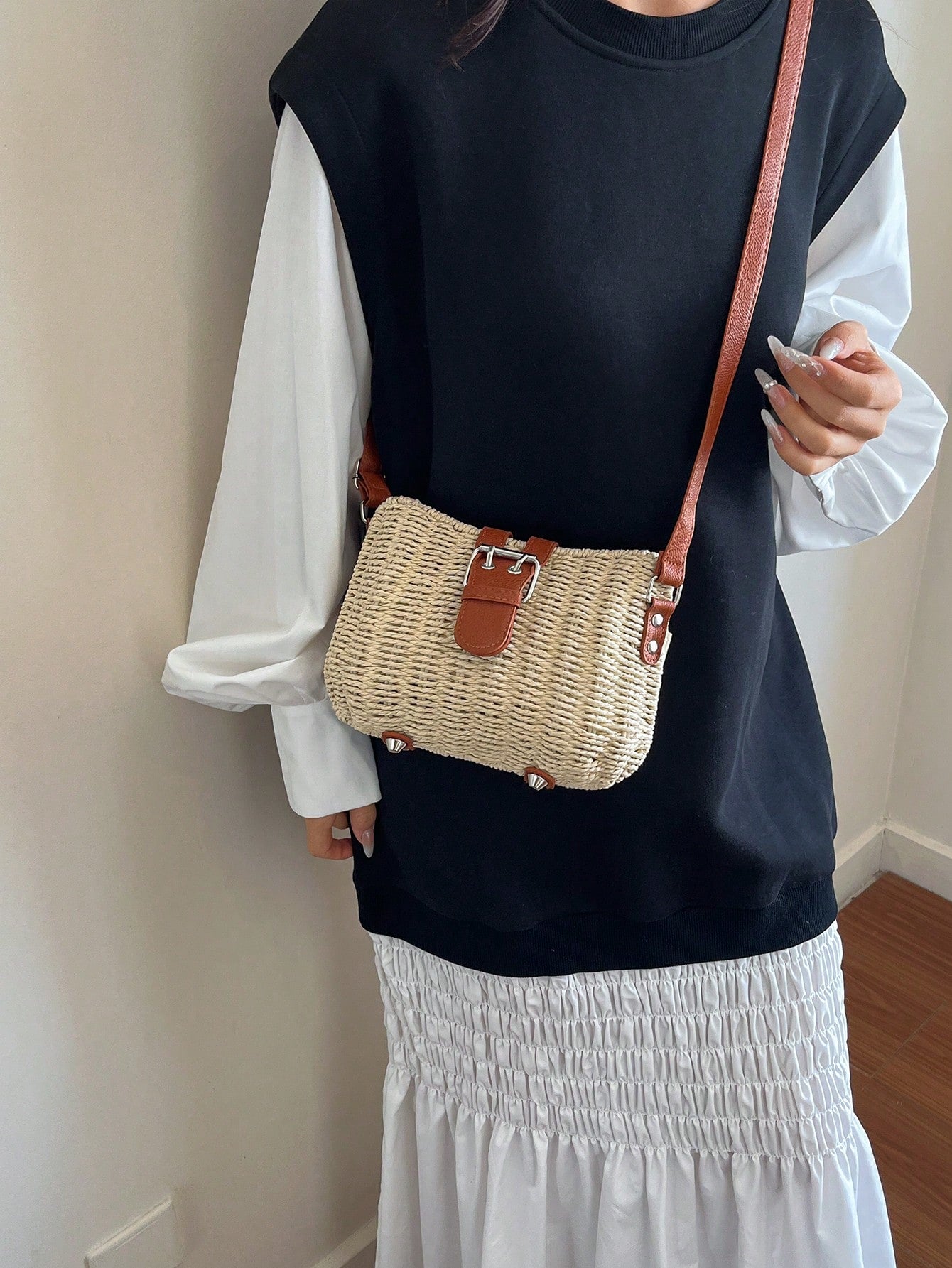 2026 New Arrival Straw Crossbody Bag, Niche Commuter Woven Bag, Women Beach Vacation Straw Bag, Early Spring Versatile Woven Shoulder Bag