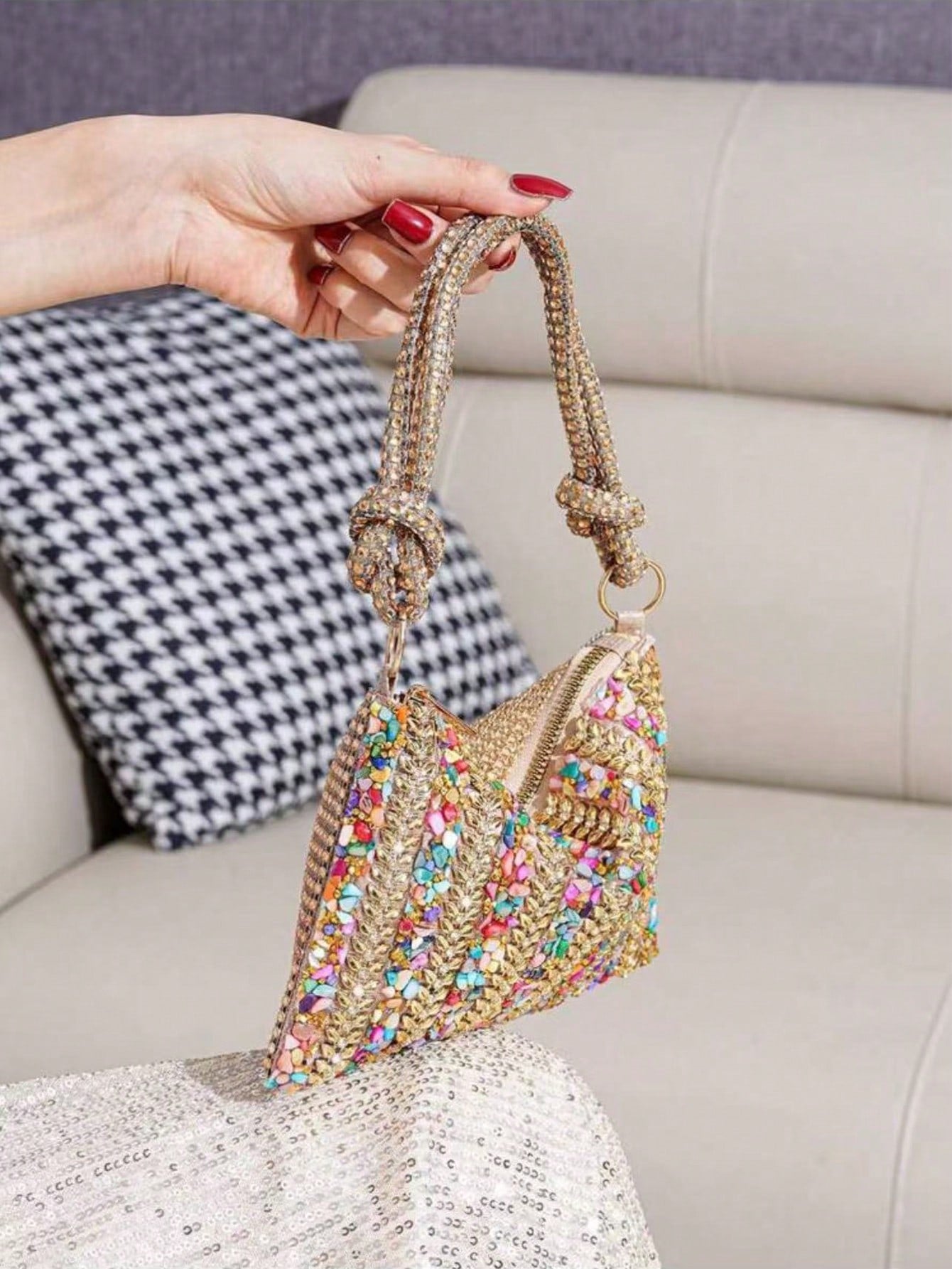 2026 New Rhinestone Decorated Evening Bag, Colorful Banquet Bag, Elegant Party Event Handbag,