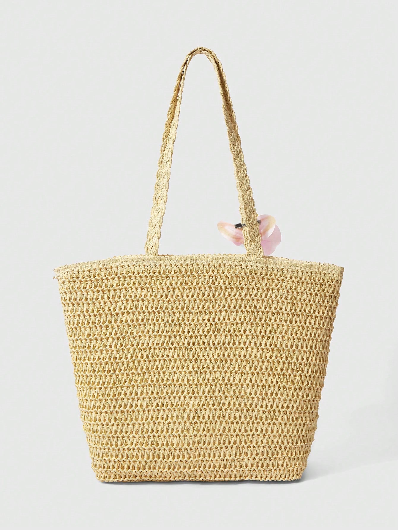 OMWE Fairycore 1pc Handmade Woven Tote Bag With Artificial Orchid, Lily Decor,