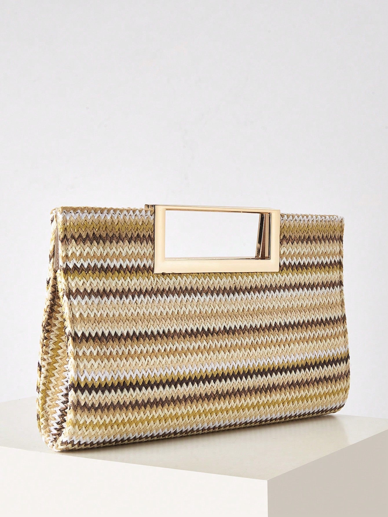 AIBBYDAR Beige Woven Handbag For Women, Fashion Tote Bag For Holiday, Beach, Business Commute, Casual, Minimalist, Beach, Vacation, Woven Bag