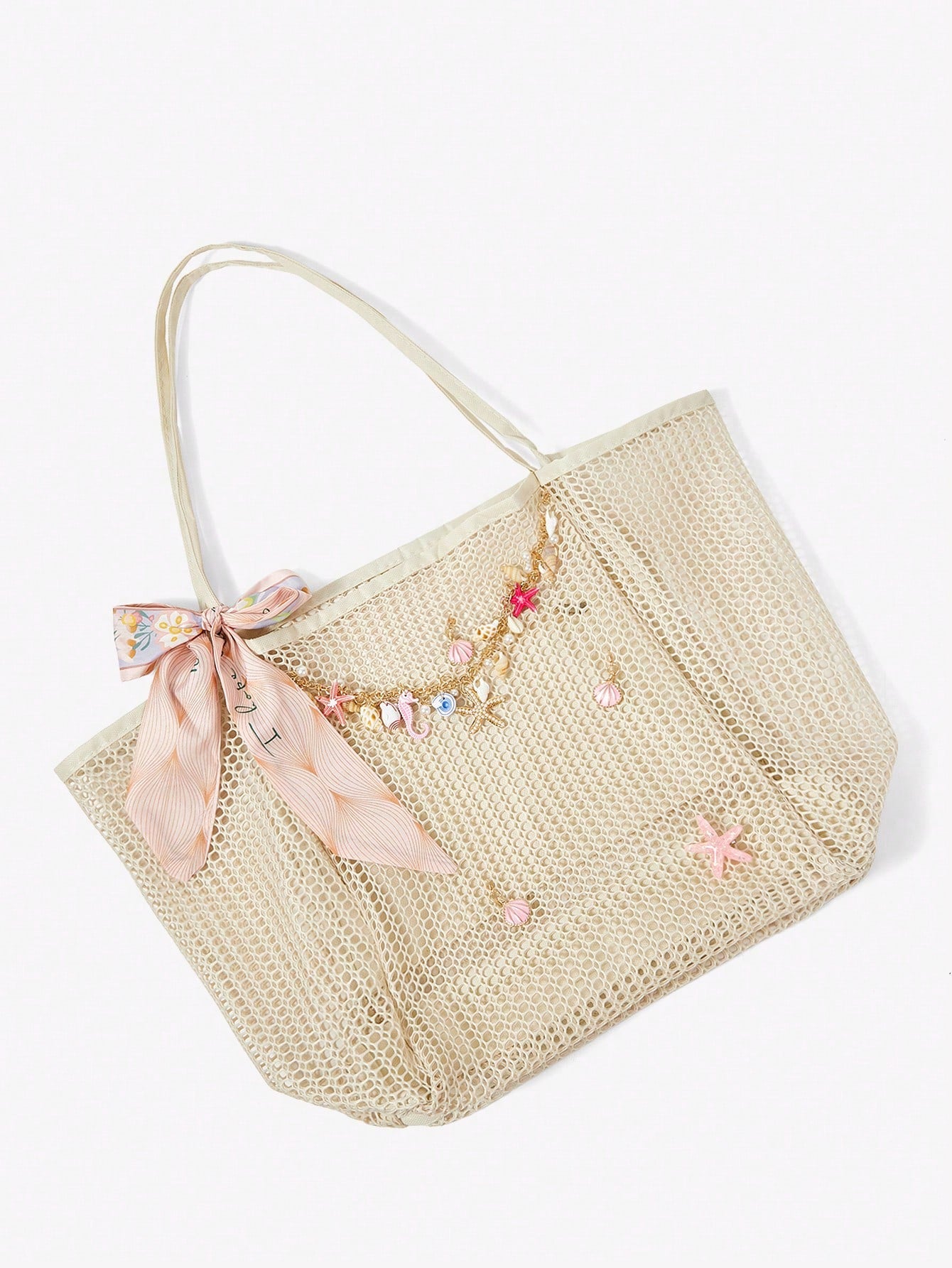 OMWE Fairycore 1pc Handmade Woven Tote Bag With Artificial Orchid, Lily Decor,