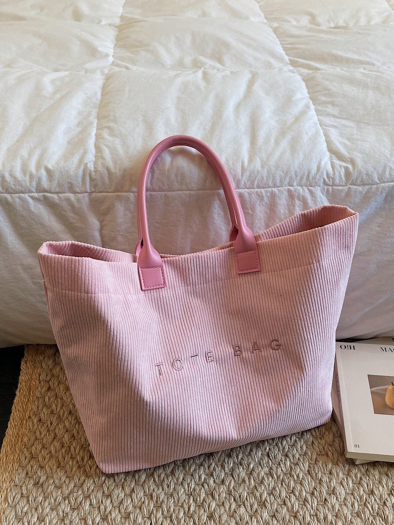 New Large Capacity Letter Decor Woven Straw Tote Bag, Multi-Functional Commute Casual Vacation Woven Straw Handbag Suitable For Commuting, Shopping, Beach Vacation, Office, Holidays