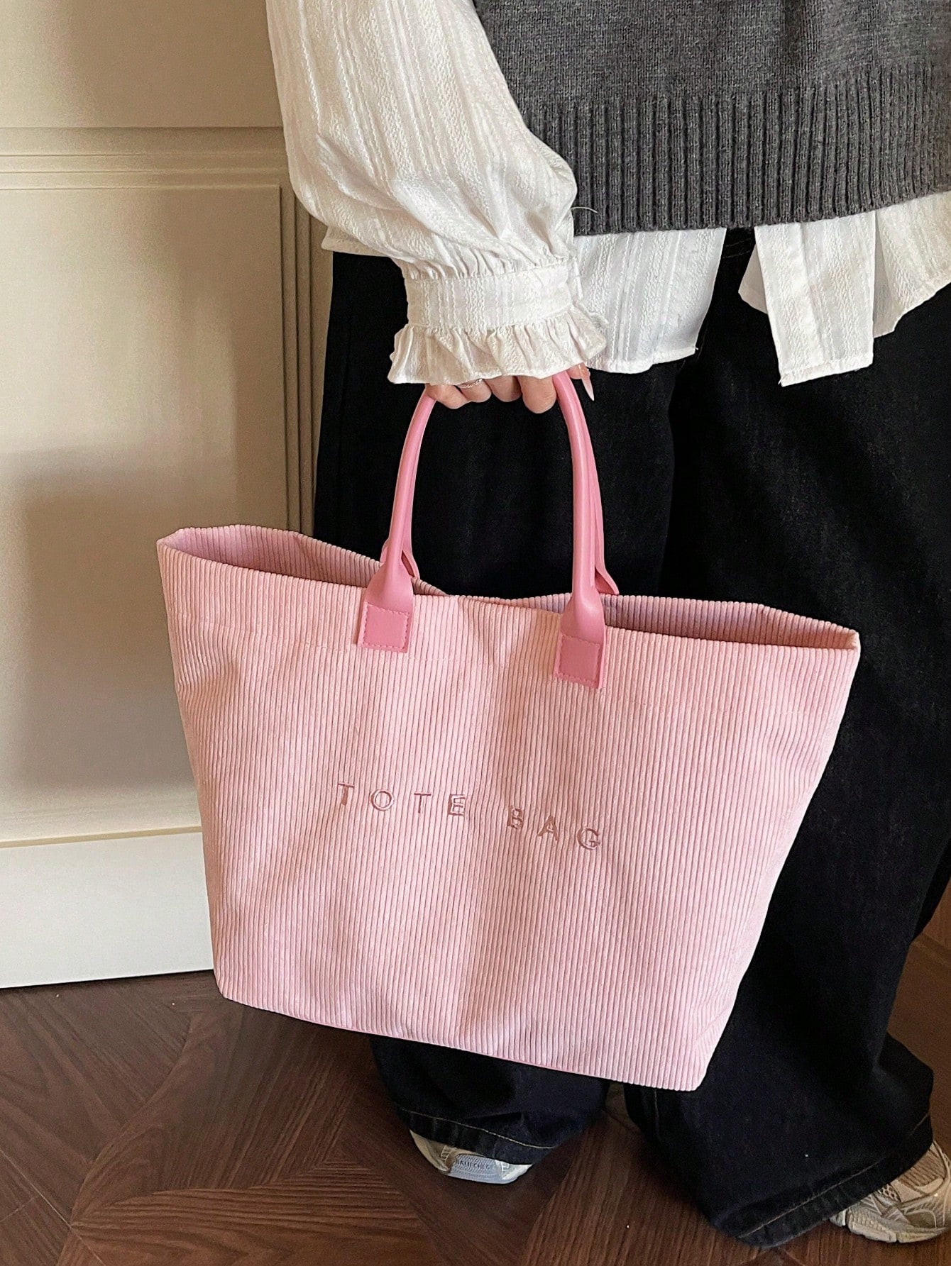 New Large Capacity Letter Decor Woven Straw Tote Bag, Multi-Functional Commute Casual Vacation Woven Straw Handbag Suitable For Commuting, Shopping, Beach Vacation, Office, Holidays