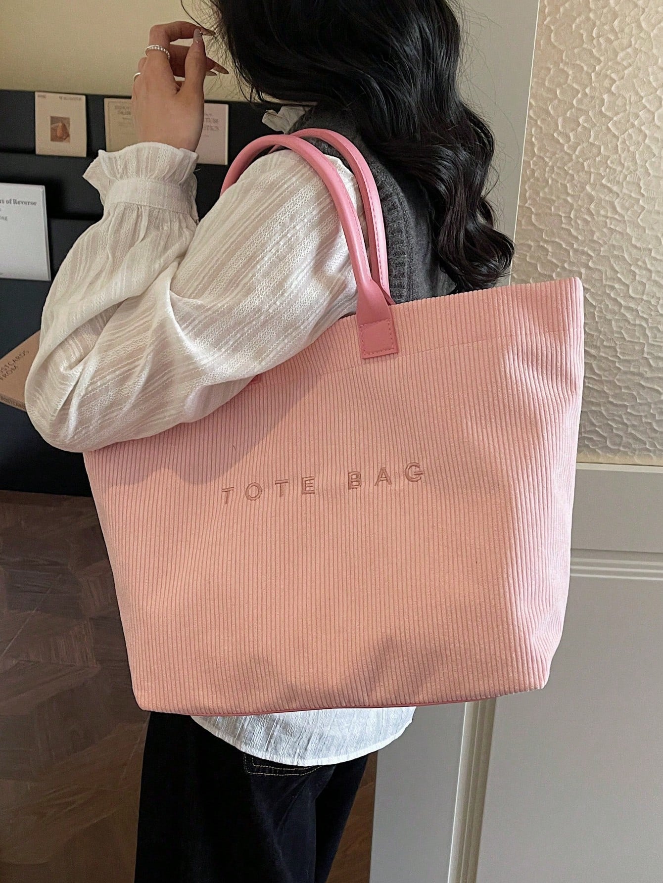 New Large Capacity Letter Decor Woven Straw Tote Bag, Multi-Functional Commute Casual Vacation Woven Straw Handbag Suitable For Commuting, Shopping, Beach Vacation, Office, Holidays