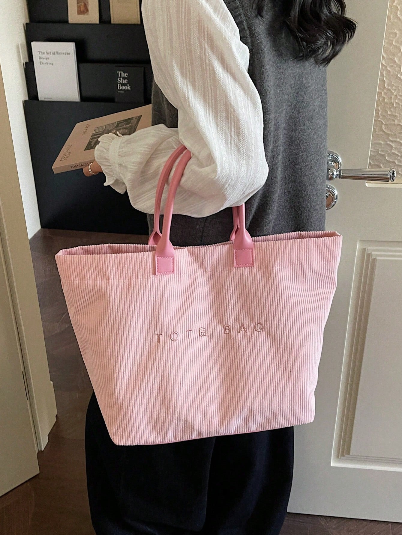 New Large Capacity Letter Decor Woven Straw Tote Bag, Multi-Functional Commute Casual Vacation Woven Straw Handbag Suitable For Commuting, Shopping, Beach Vacation, Office, Holidays