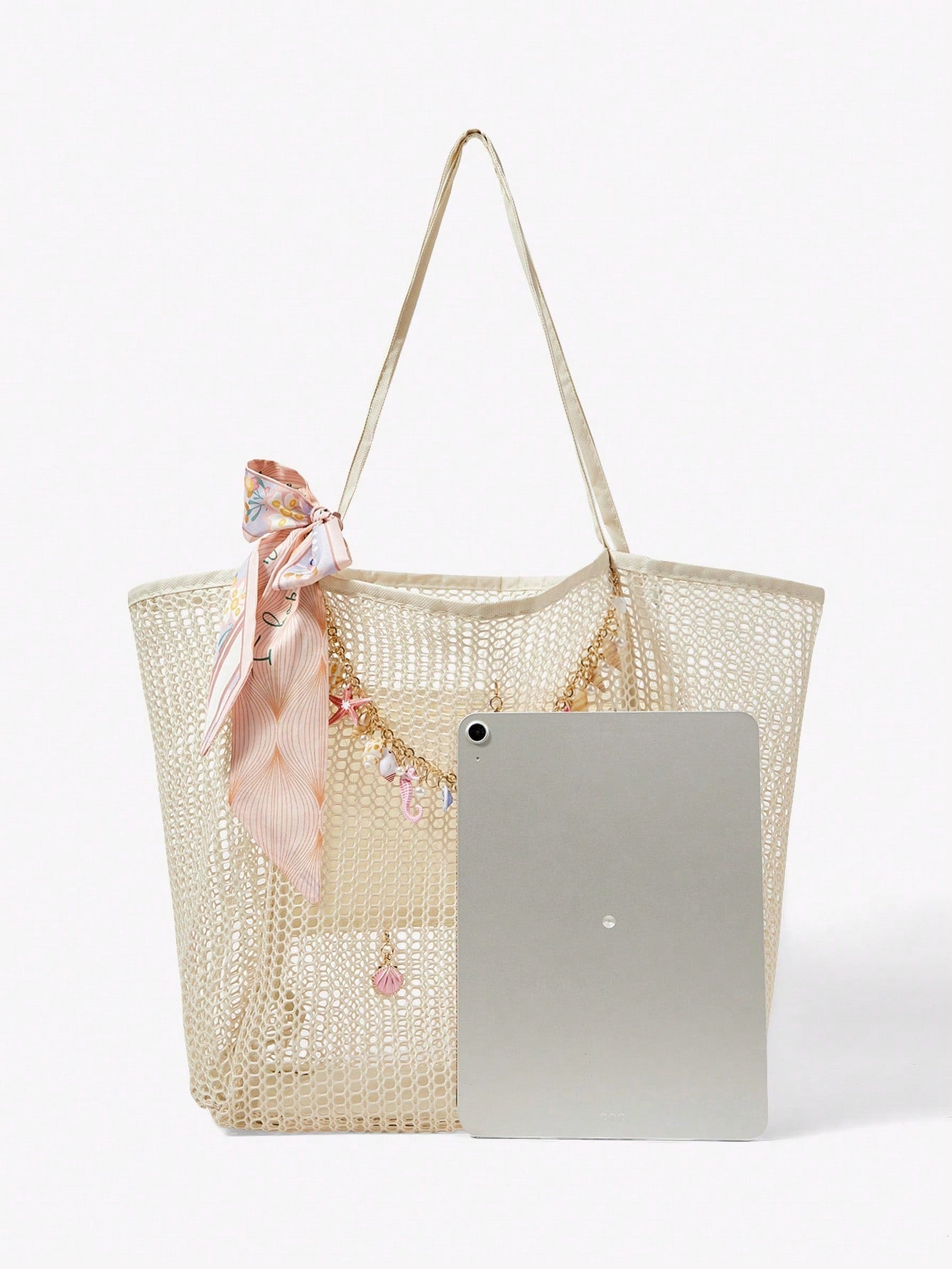OMWE Fairycore 1pc Handmade Woven Tote Bag With Artificial Orchid, Lily Decor,