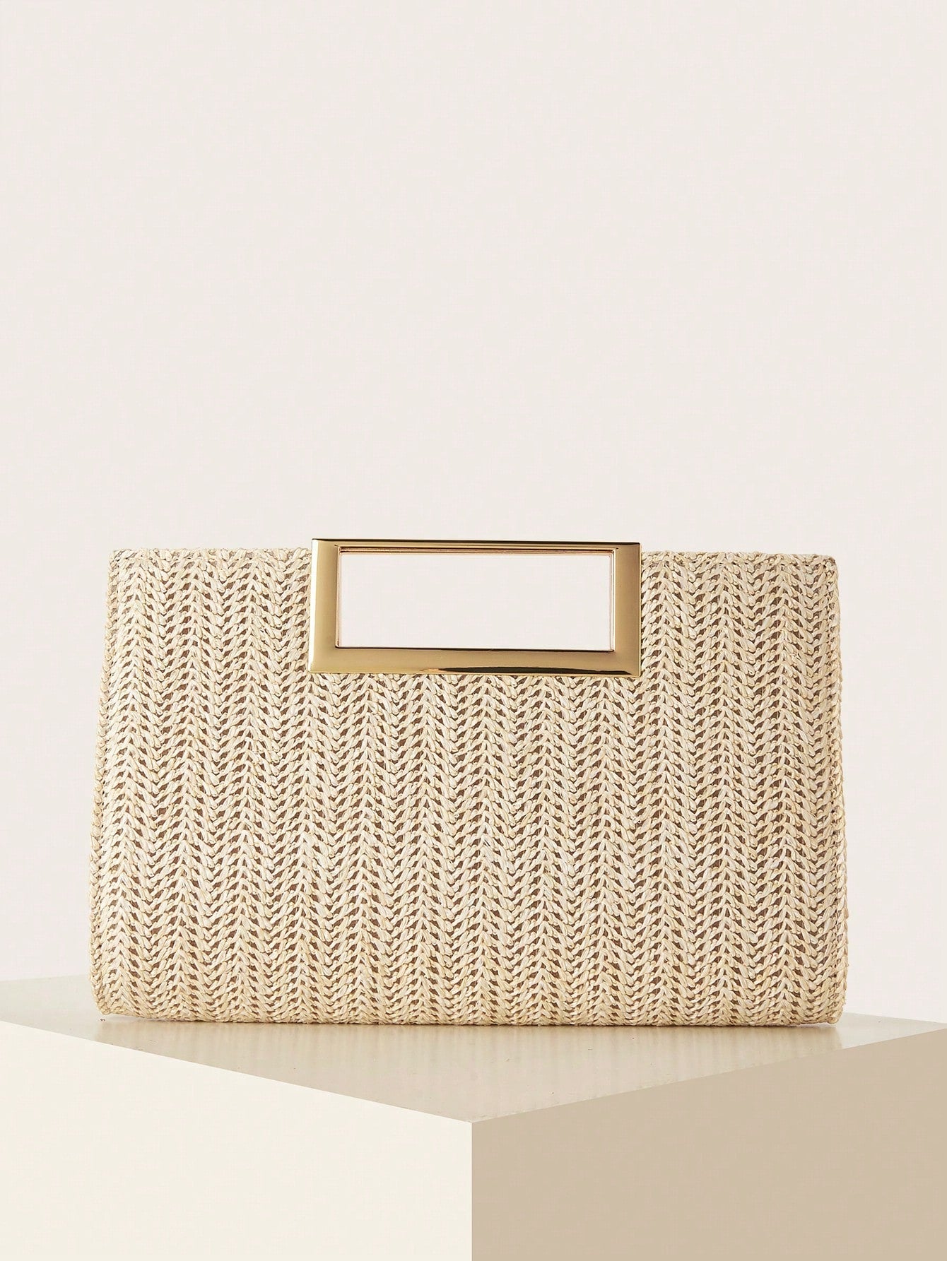 AIBBYDAR Beige Woven Handbag For Women, Fashion Tote Bag For Holiday, Beach, Business Commute, Casual, Minimalist, Beach, Vacation, Woven Bag