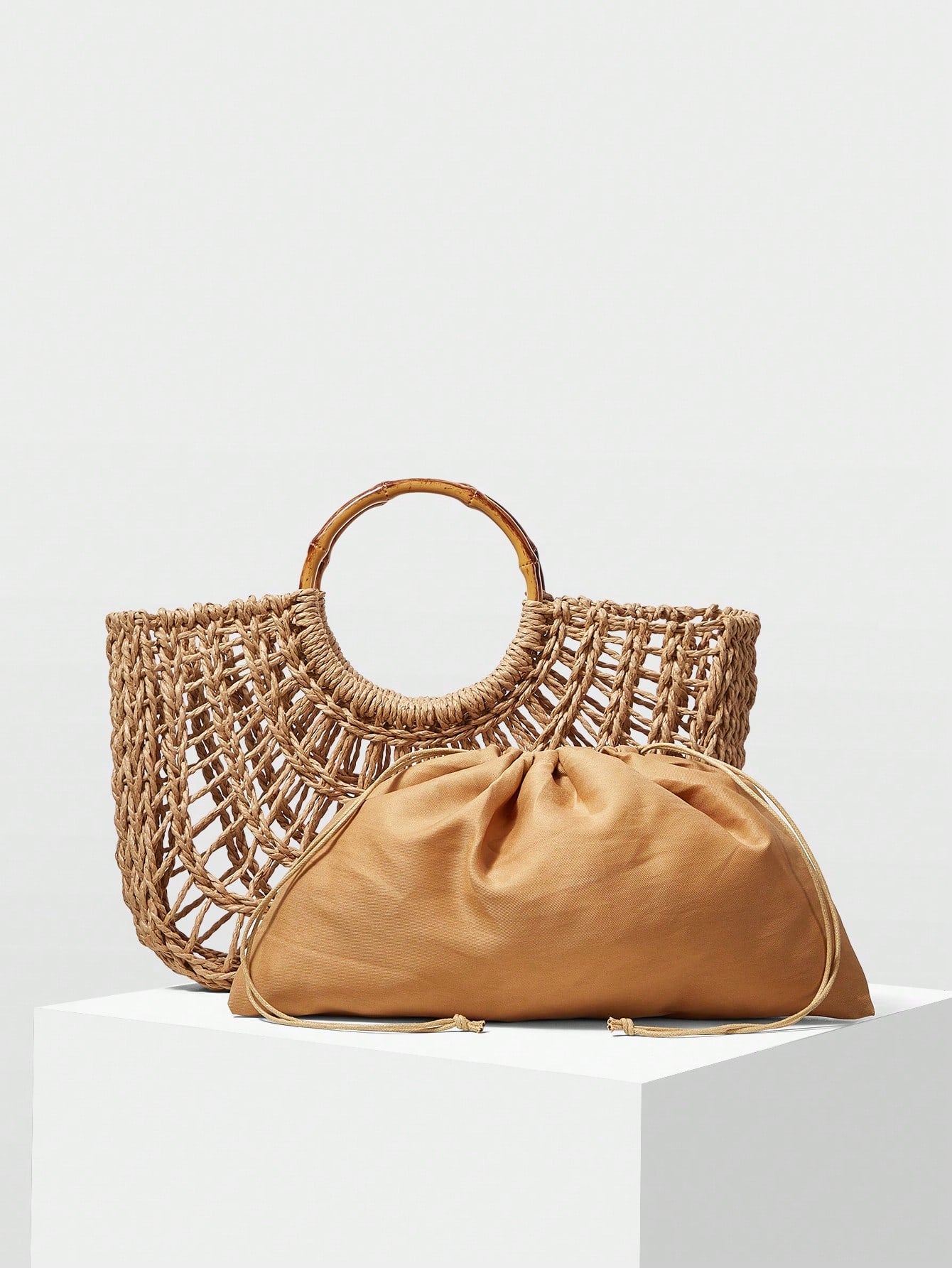 MOTF PREMIUM WOMEN'S FASHION HOLIDAY STRAW HOLLOW PORTABLE TOTE BAG, SUITABLE FOR VACATION TRAVEL