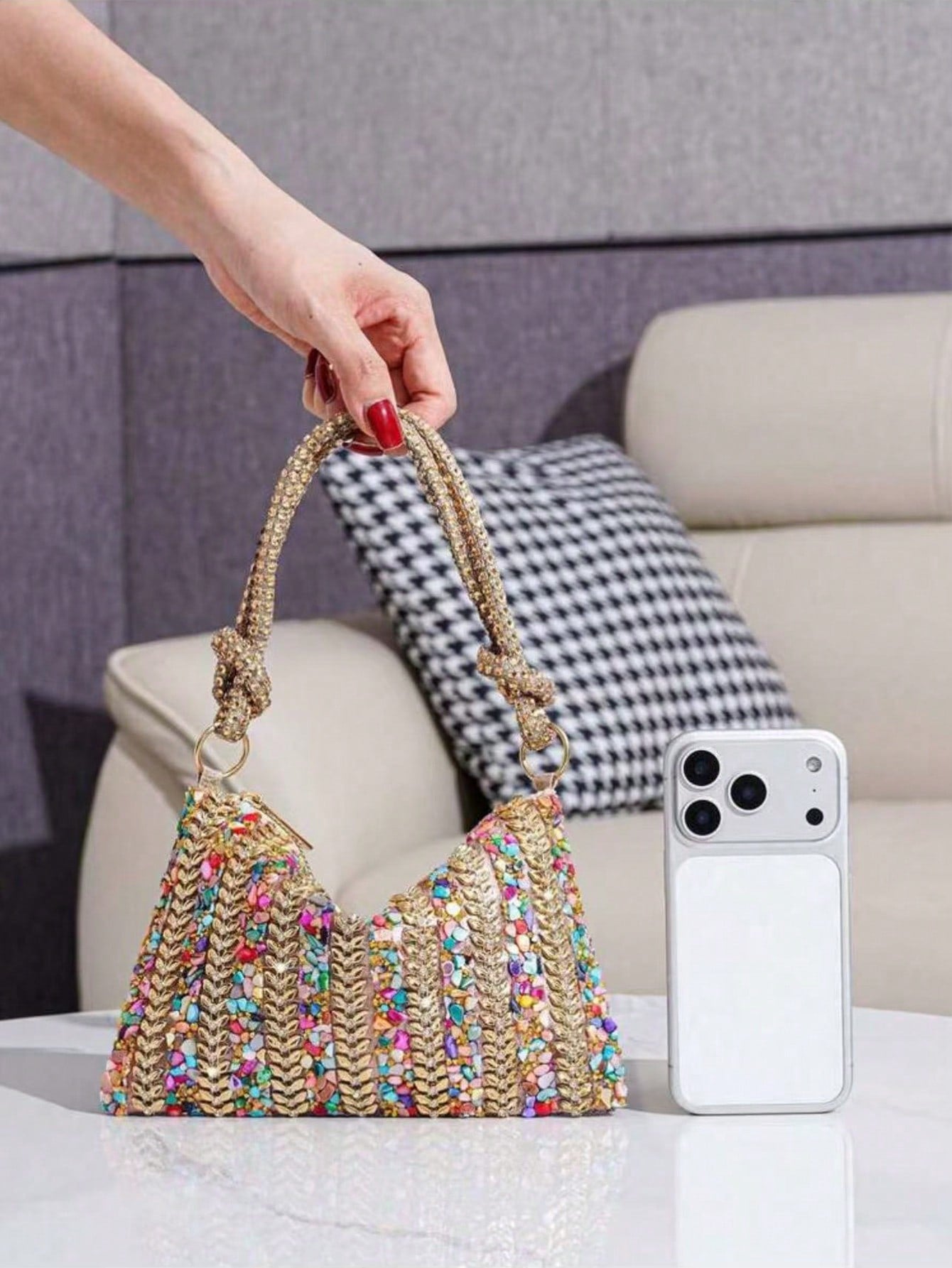 2026 New Rhinestone Decorated Evening Bag, Colorful Banquet Bag, Elegant Party Event Handbag,