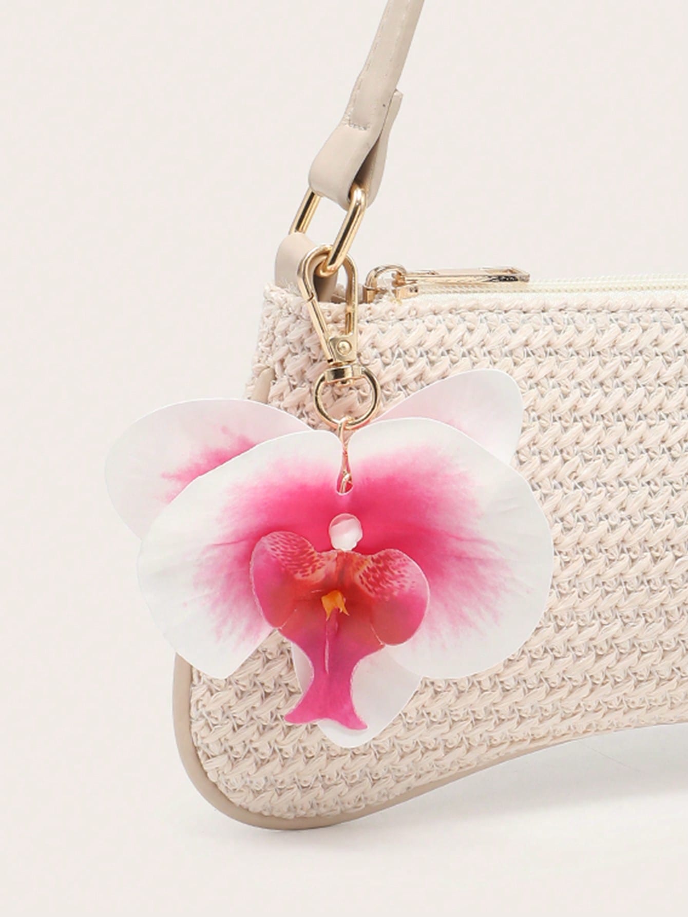 Women's Underarm Shoulder Bag, Square Bag, PU Rope Flower Pendant, Large Capacity, Lightweight, Casual Fashionable Beach Vacation Style, Suitable For Shopping And Vacation , Beach Bag, Holiday, Straw Bag