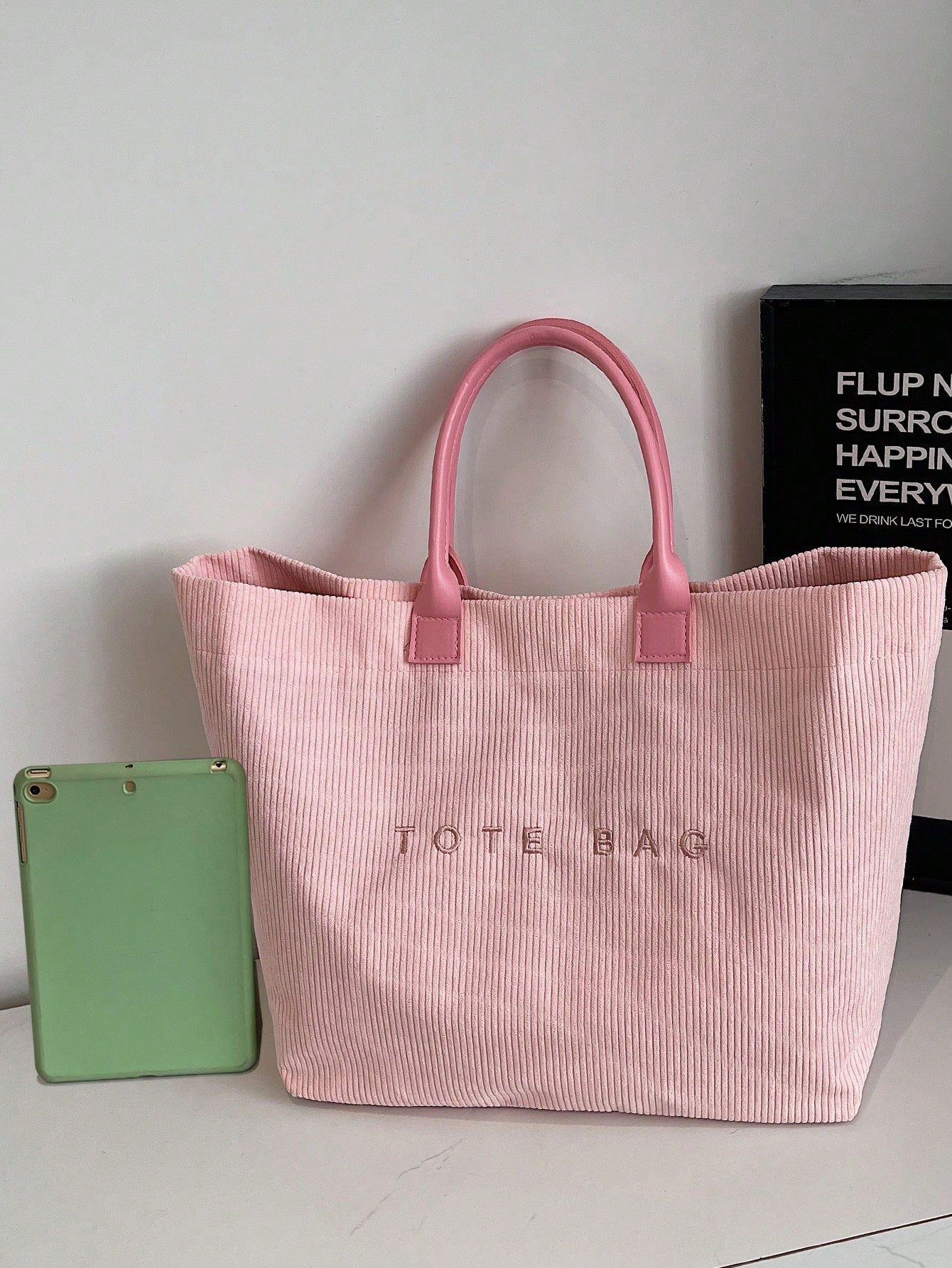 New Large Capacity Letter Decor Woven Straw Tote Bag, Multi-Functional Commute Casual Vacation Woven Straw Handbag Suitable For Commuting, Shopping, Beach Vacation, Office, Holidays