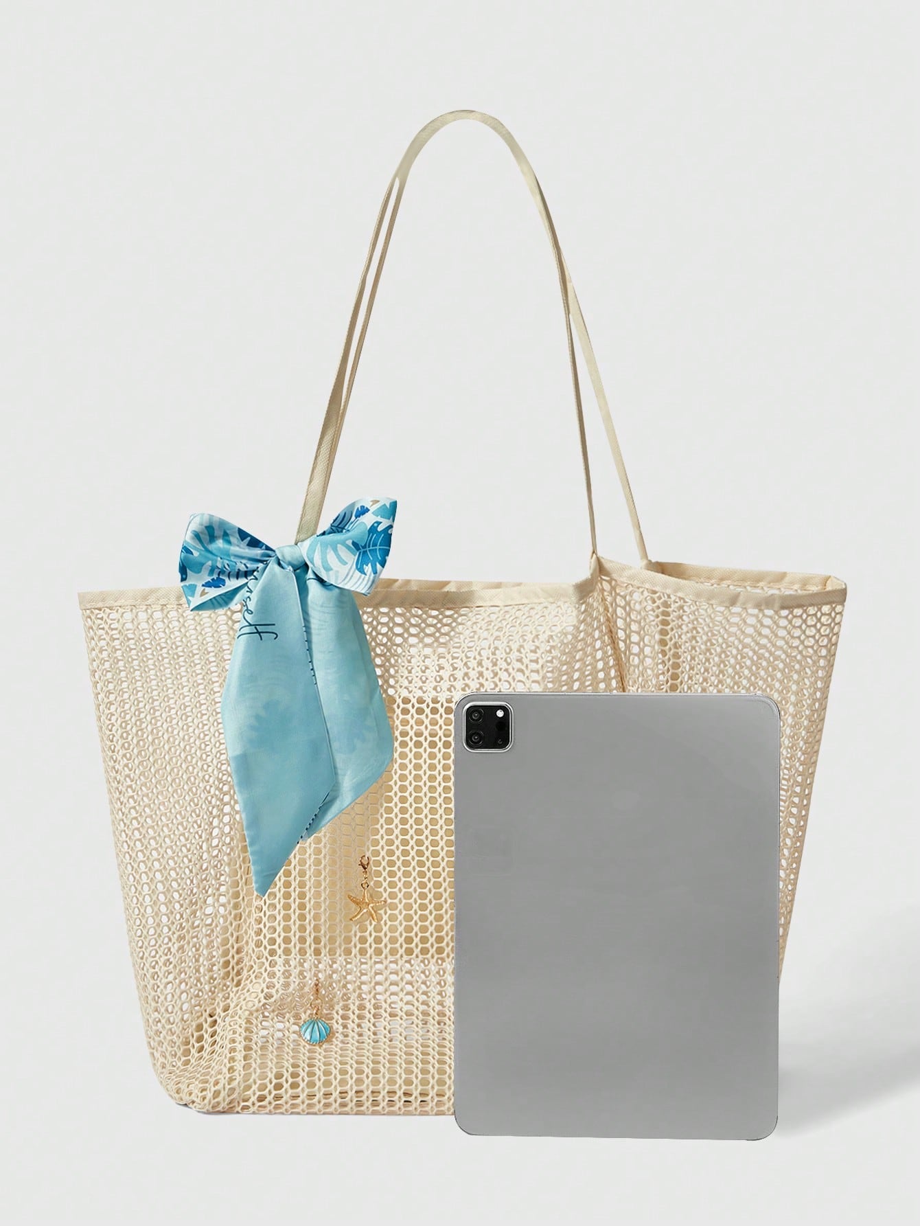 OMWE Fairycore 1pc Handmade Woven Tote Bag With Artificial Orchid, Lily Decor,