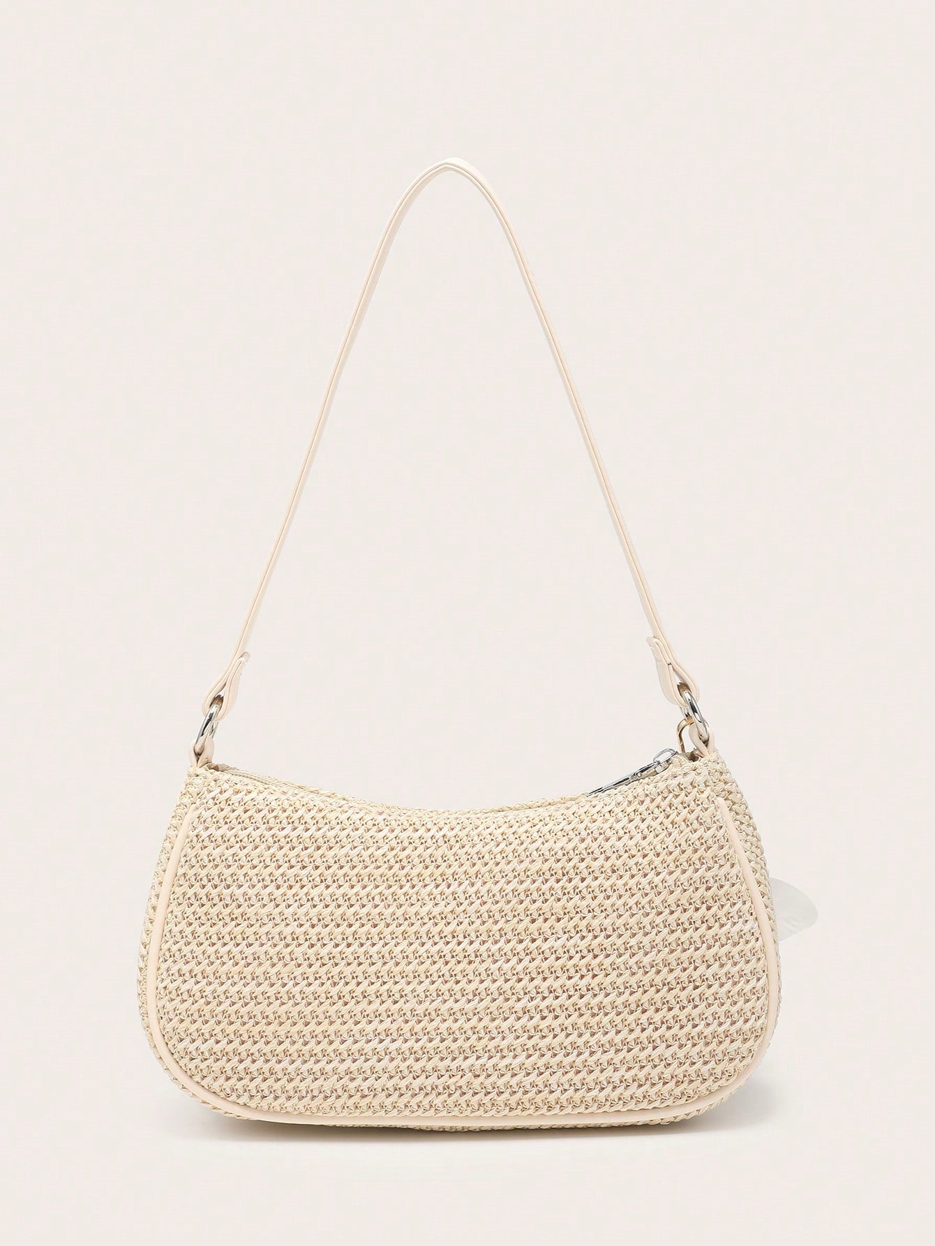 Women's Underarm Shoulder Bag, Square Bag, PU Rope Flower Pendant, Large Capacity, Lightweight, Casual Fashionable Beach Vacation Style, Suitable For Shopping And Vacation , Beach Bag, Holiday, Straw Bag