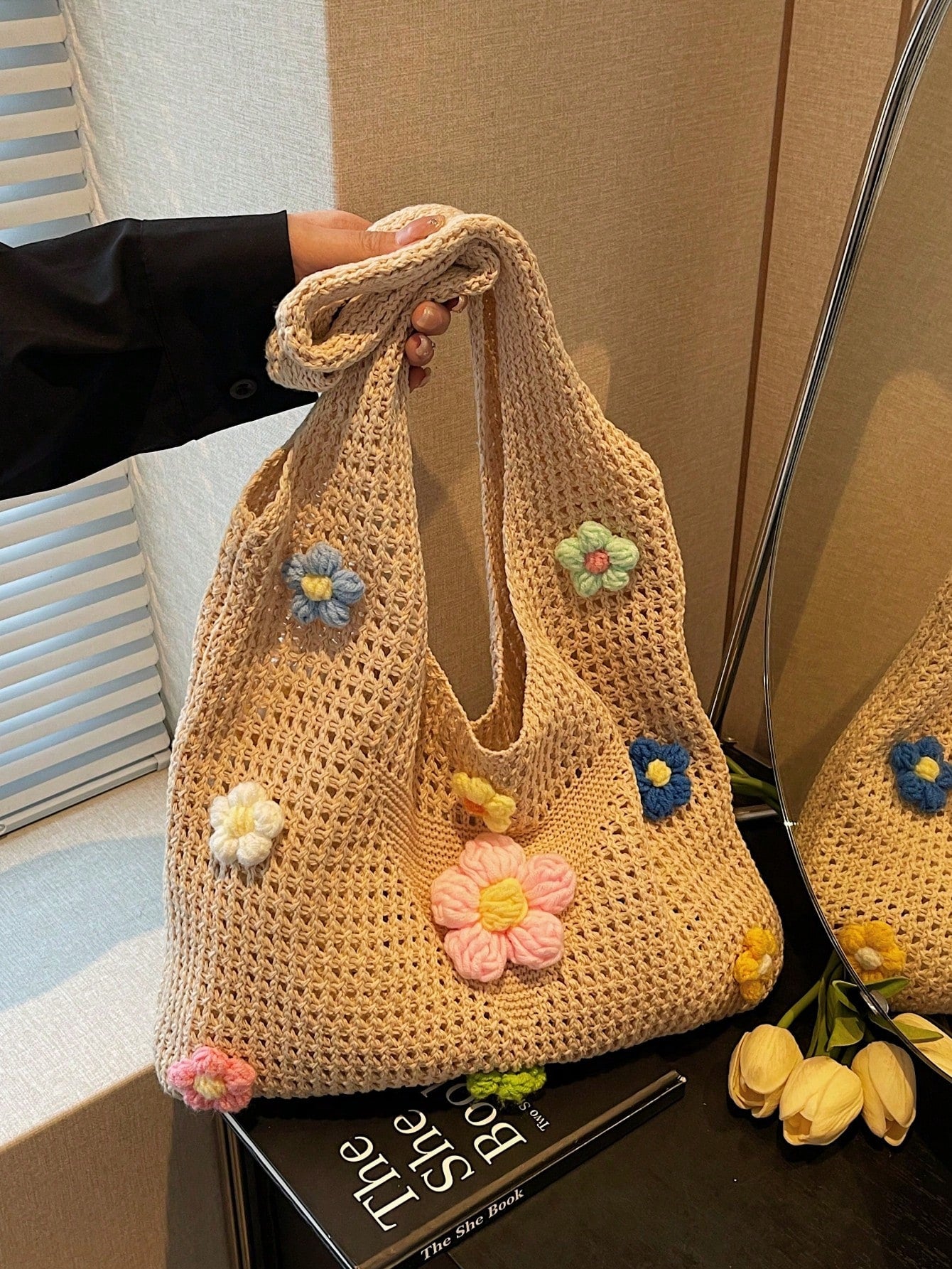 Summer New Casual Straw Tote Bag, Women Large Capacity Shoulder Shopping Handbag , Summer , Beach