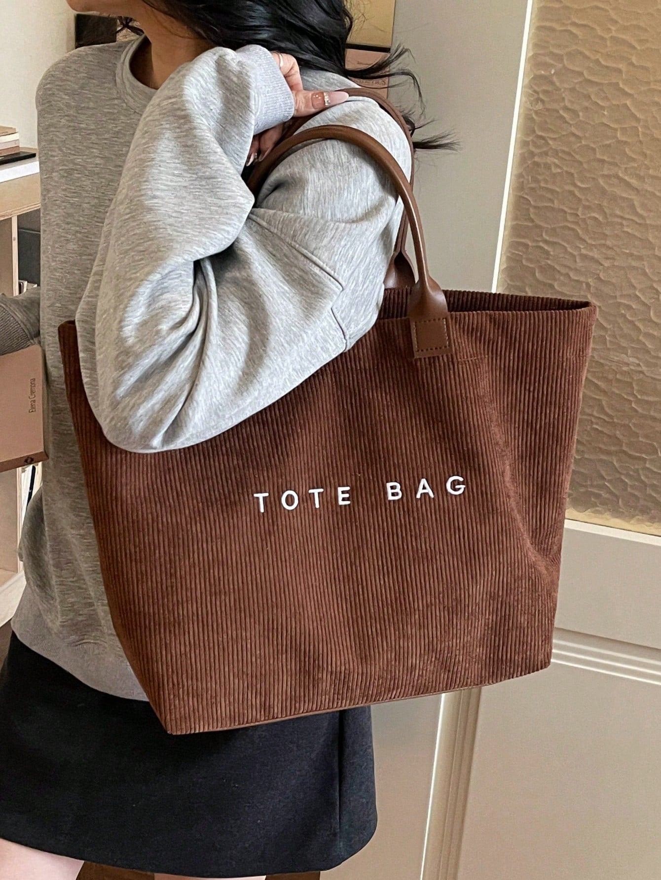 New Large Capacity Letter Decor Woven Straw Tote Bag, Multi-Functional Commute Casual Vacation Woven Straw Handbag Suitable For Commuting, Shopping, Beach Vacation, Office, Holidays