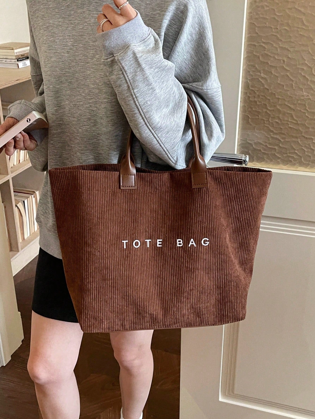 New Large Capacity Letter Decor Woven Straw Tote Bag, Multi-Functional Commute Casual Vacation Woven Straw Handbag Suitable For Commuting, Shopping, Beach Vacation, Office, Holidays