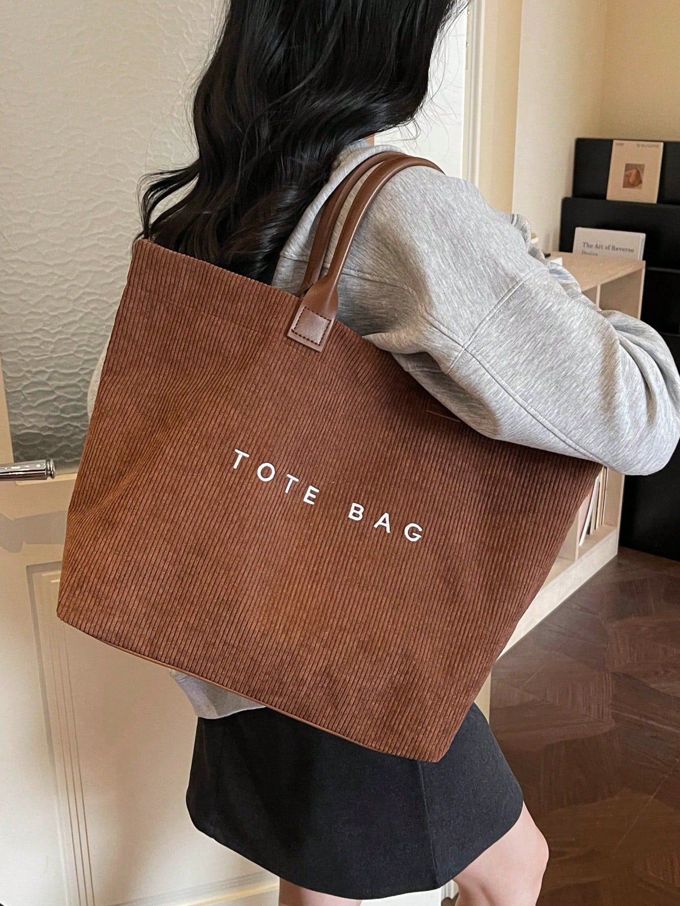 New Large Capacity Letter Decor Woven Straw Tote Bag, Multi-Functional Commute Casual Vacation Woven Straw Handbag Suitable For Commuting, Shopping, Beach Vacation, Office, Holidays