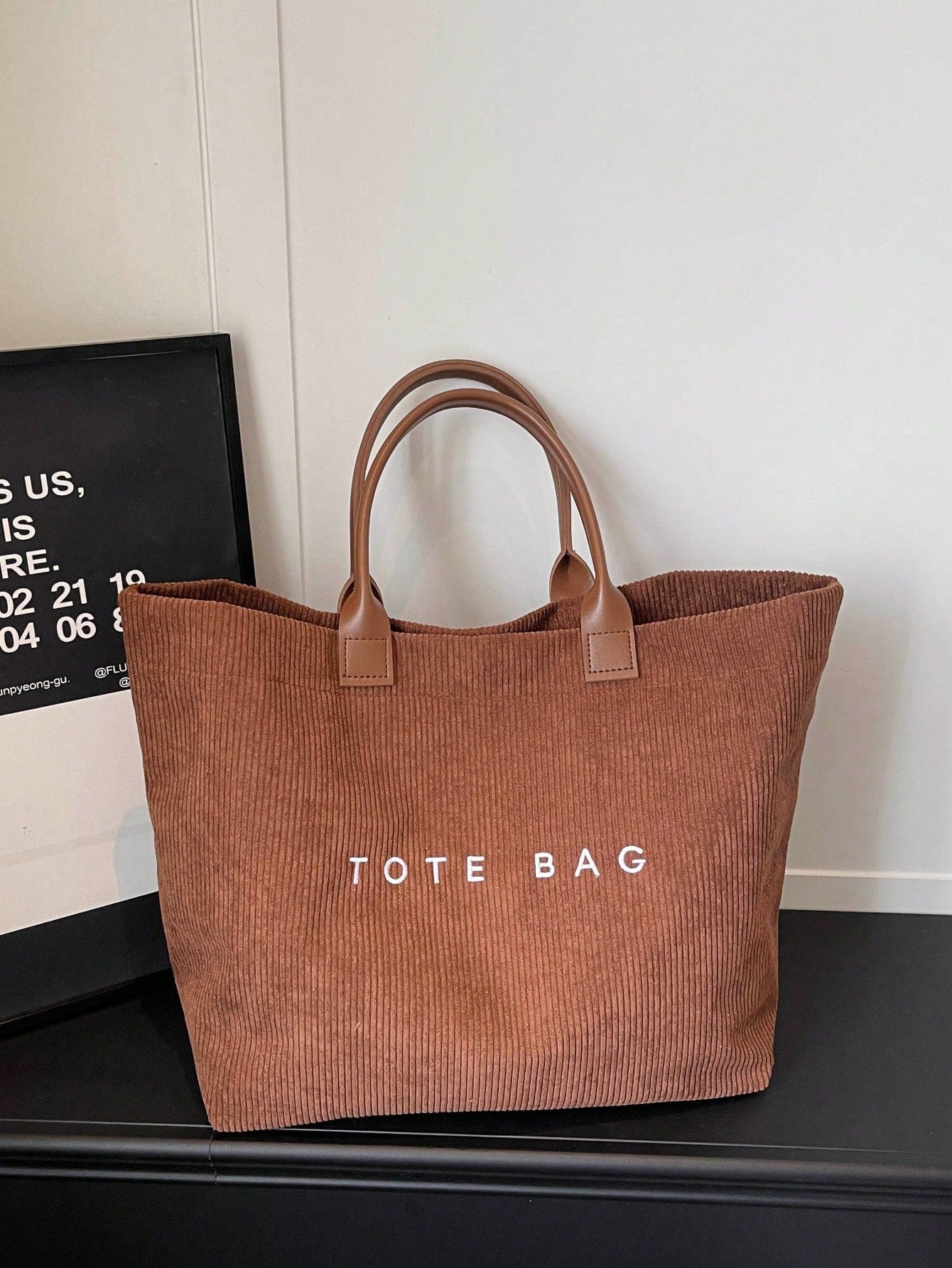 New Large Capacity Letter Decor Woven Straw Tote Bag, Multi-Functional Commute Casual Vacation Woven Straw Handbag Suitable For Commuting, Shopping, Beach Vacation, Office, Holidays