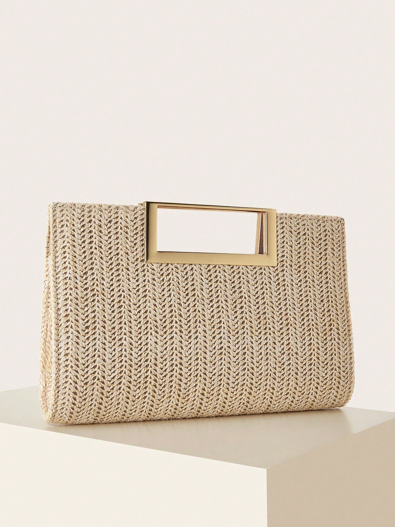 AIBBYDAR Beige Woven Handbag For Women, Fashion Tote Bag For Holiday, Beach, Business Commute, Casual, Minimalist, Beach, Vacation, Woven Bag