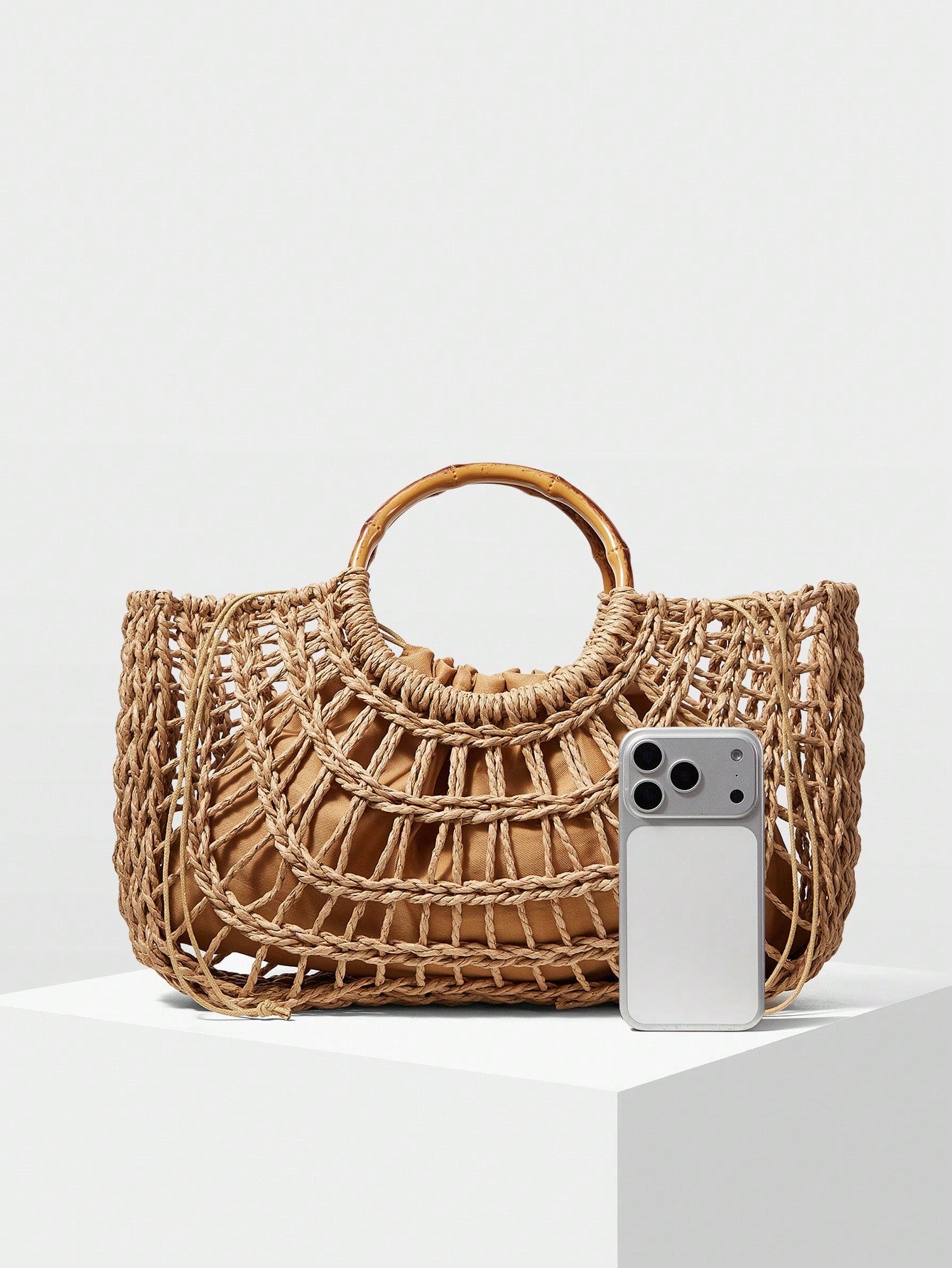 MOTF PREMIUM WOMEN'S FASHION HOLIDAY STRAW HOLLOW PORTABLE TOTE BAG, SUITABLE FOR VACATION TRAVEL