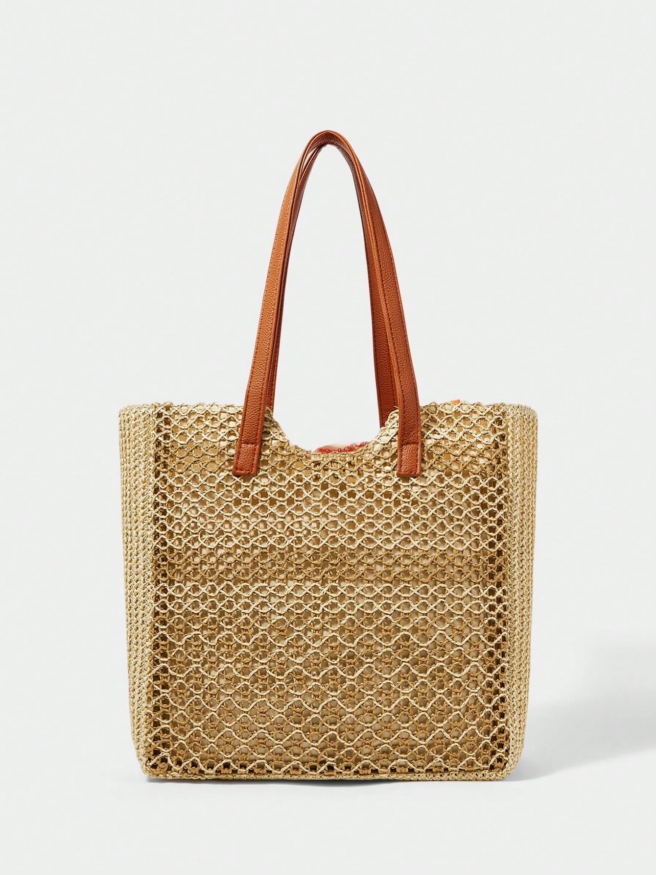 OMWE Fairycore 1pc Handmade Woven Tote Bag With Artificial Orchid, Lily Decor,