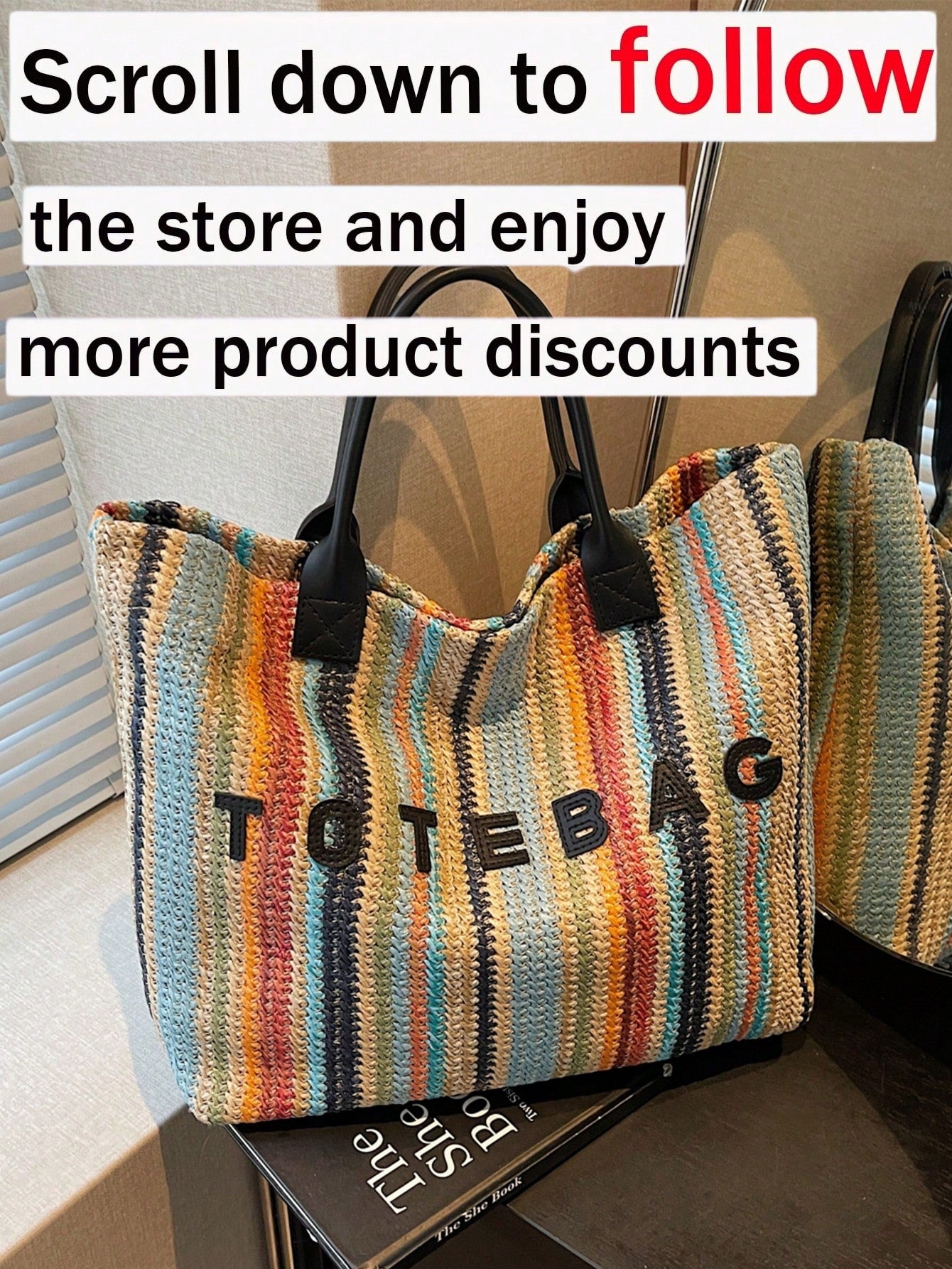 New Large Capacity Letter Decor Woven Straw Tote Bag, Multi-Functional Commute Casual Vacation Woven Straw Handbag Suitable For Commuting, Shopping, Beach Vacation, Office, Holidays