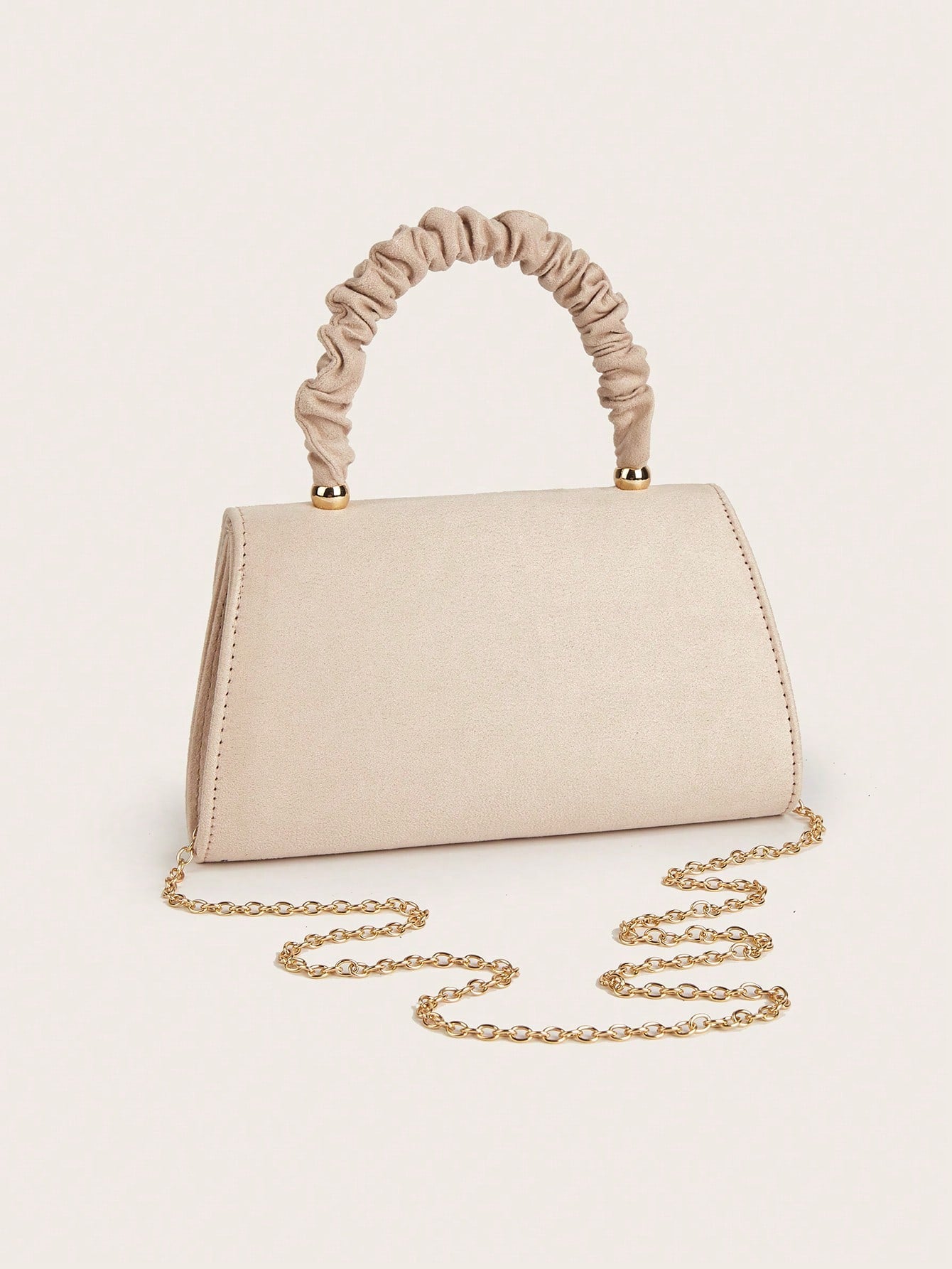 AIBBYDAR Women's Evening Bag, Apricot Colored Fashionable Solid Velvet Handbag, Suitable For Evening Gowns